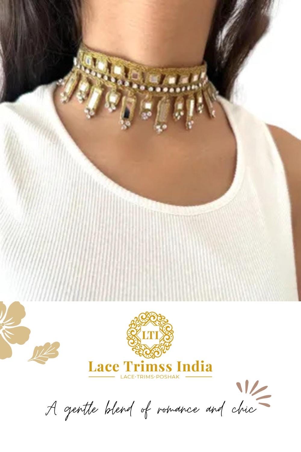 Glitter Choker Necklace Zircon Jewelry Fabric Statement Choker Handmade