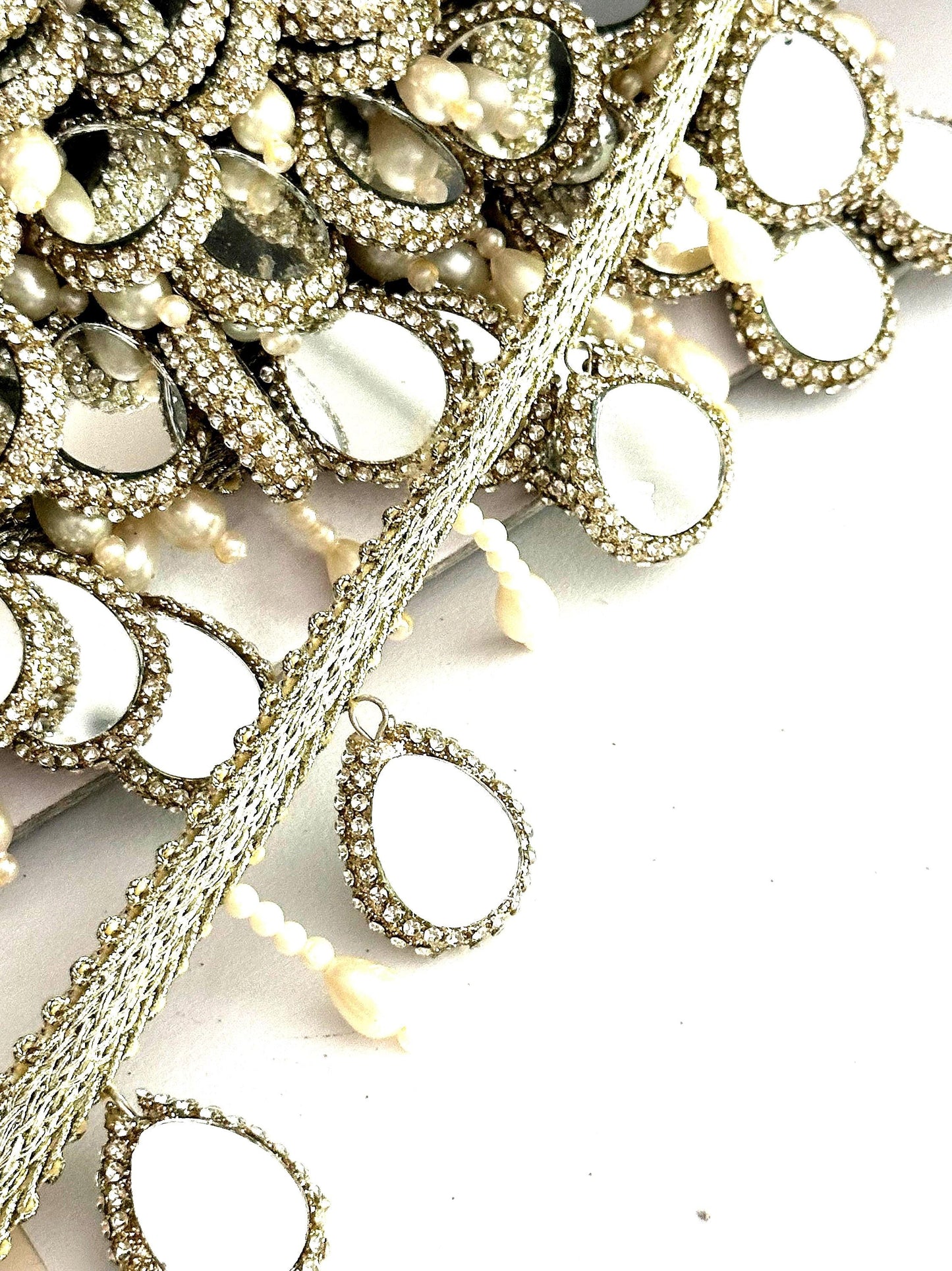 HandCrafted Pearl Decorative Tassel TearDrop Pearl Real Mirror Latkan 5cm