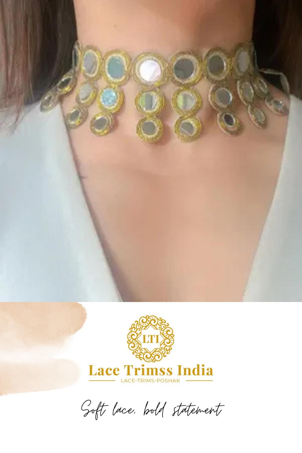 Mirror Lace Choker Neck Collar High-Shine Fabric Choker jewelry Layered Handmade Accessory