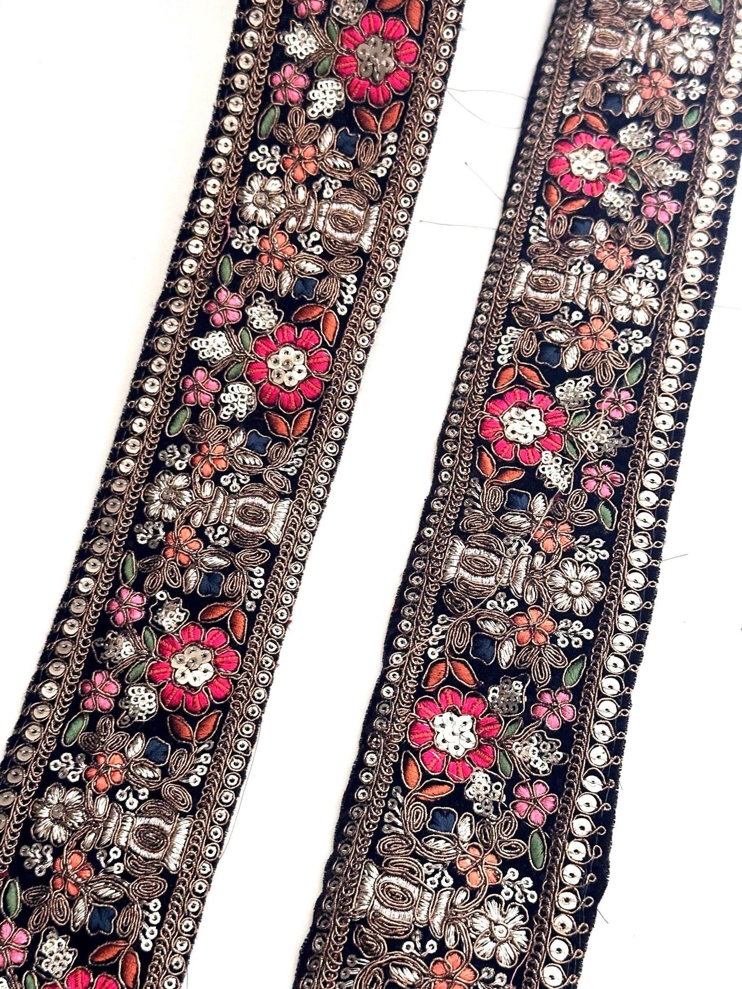 Victorian style multicolour lace trim with intricate design, showcasing rich texture and handmade craftsmanship, perfect for fashion, home decor, and crafts.