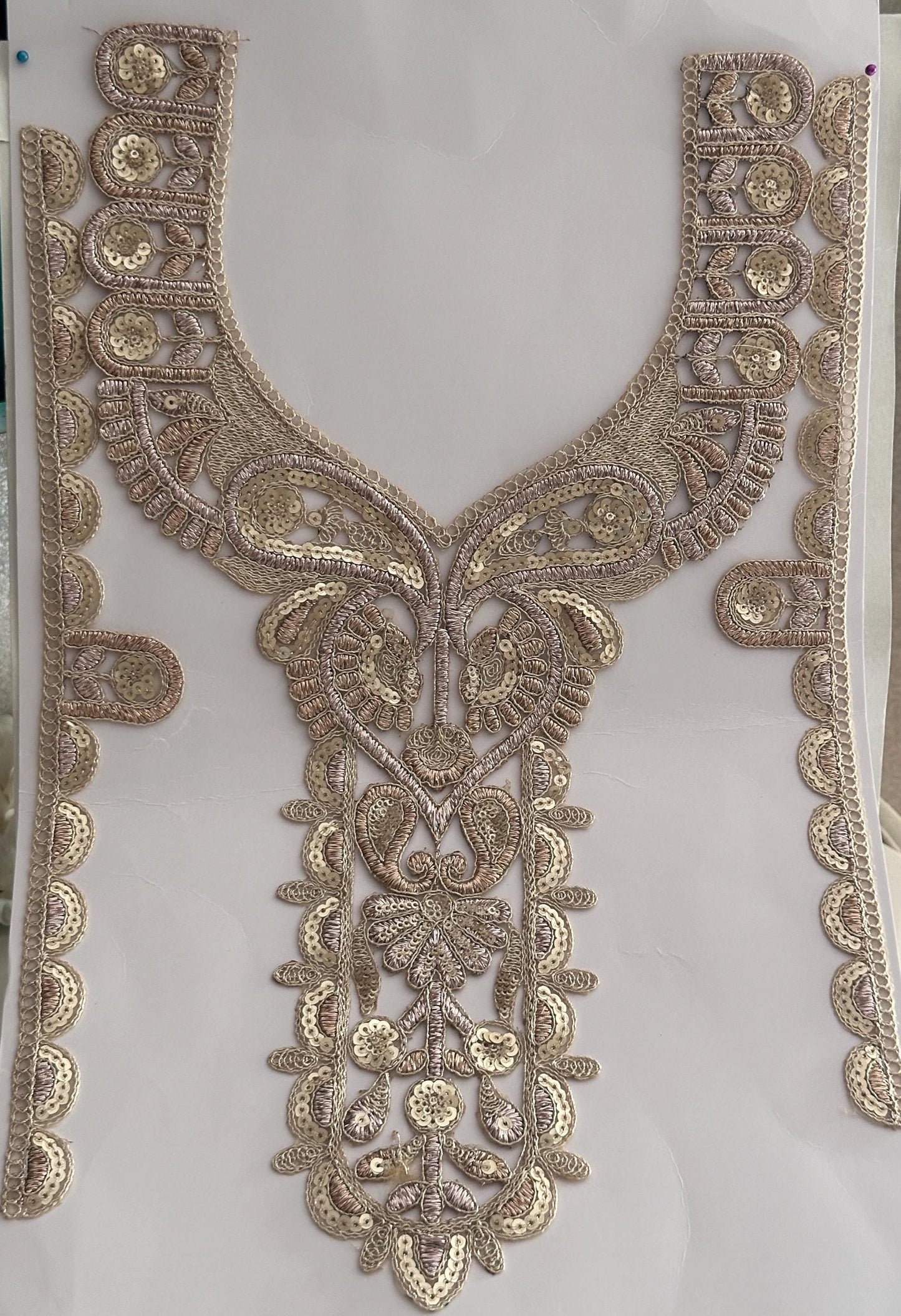 Metallic Gold Neckline Patch Floral Embroidered Bodice Patch For Designer Indian dress Bride And Bridesmaid Dress Gift For Mom Wedding dress