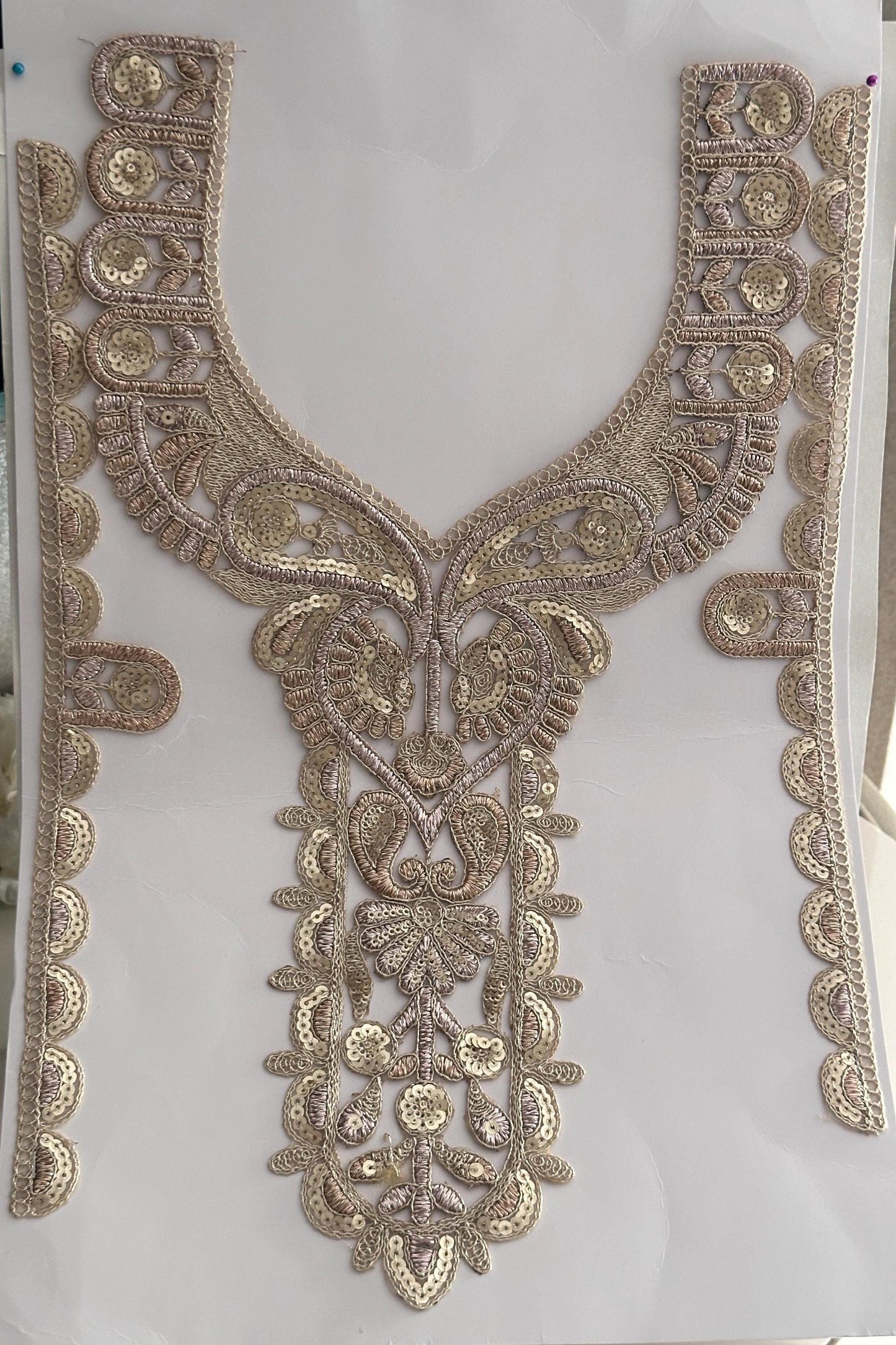 Metallic Gold Neckline Patch Floral Embroidered Bodice Patch For Designer Indian dress Bride And Bridesmaid Dress Gift For Mom Wedding dress