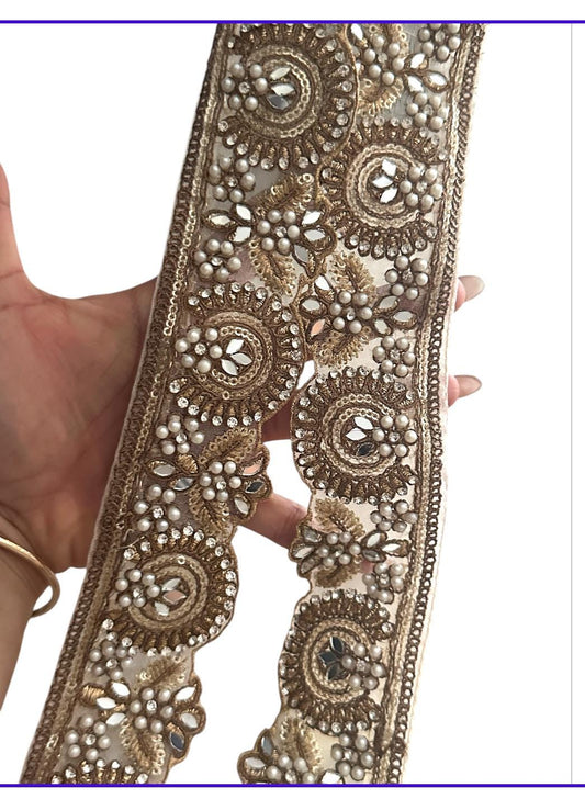 Zircon Pearl Mirror Highlighted Sash Antique