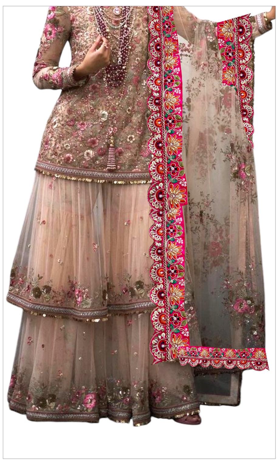 Vibrant Colorful Pearl Thread Embroidery Lace Floral Design Bridal Veil Edging Lace