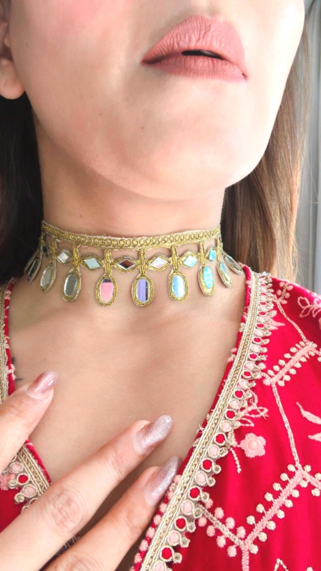 Statement Choker Necklace Handmade Minimalist Fabric Jewellery Unique Bold Fashion Design Choker