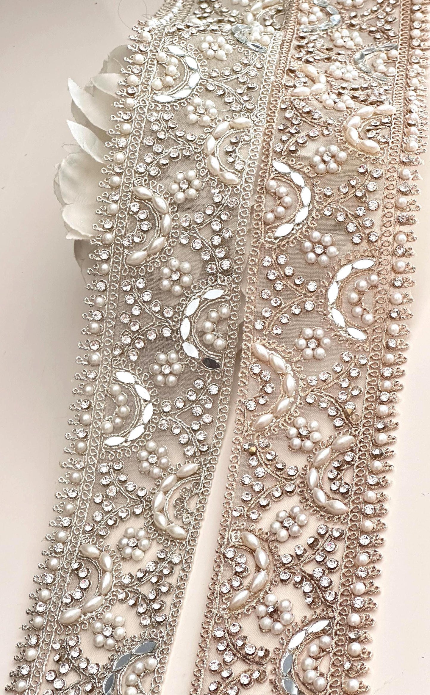 Pearl Lace Mirror Trim Light Gold