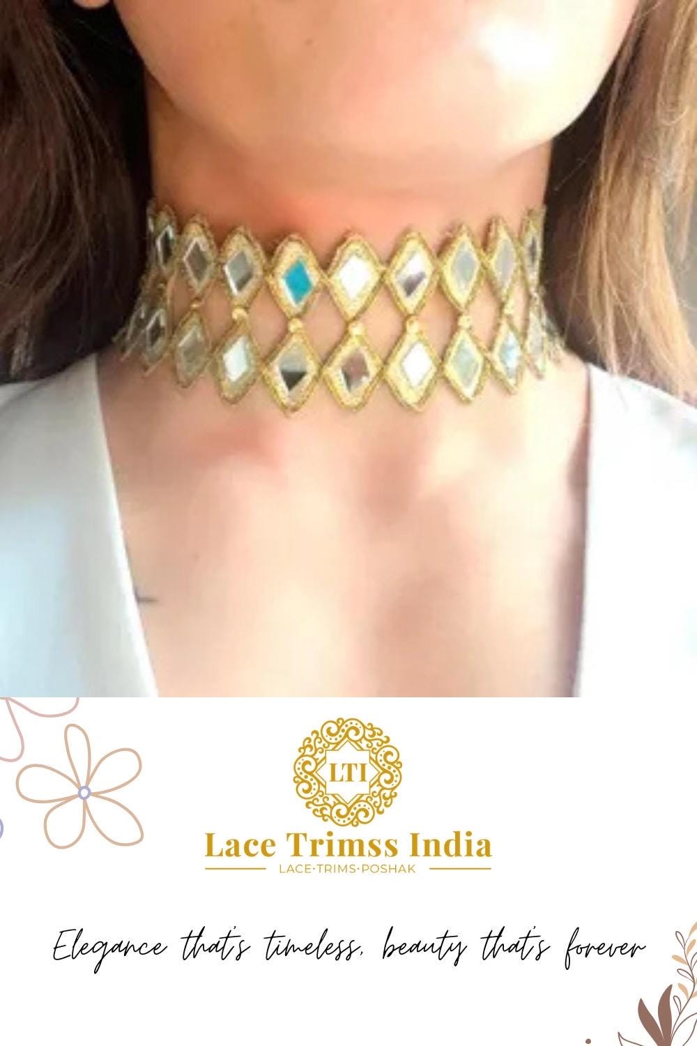 Handmade Lace Choker Necklace Unique Boho Party Jewelry for Trendy Young Style Gothic Festival & Night Out Accessory Golden Glam Choker