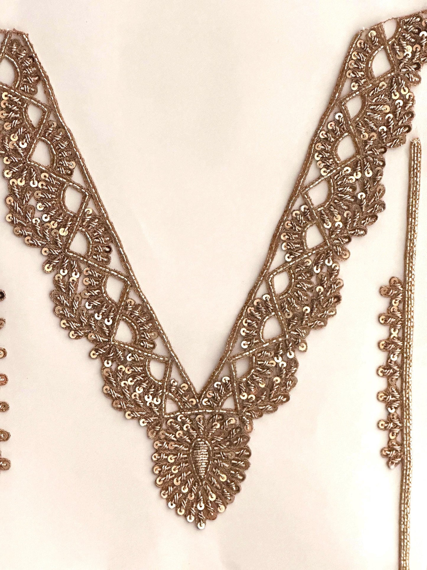 Handmade Gold Embellishment Floral Neckline Collar Design