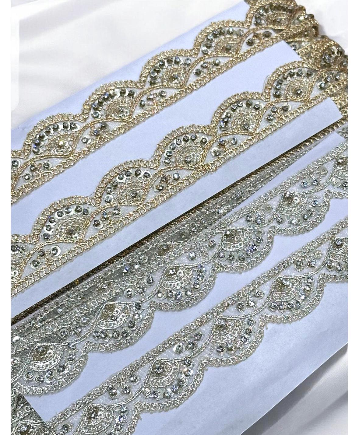 Indian Crafting Lace For Bridal Gown Broad Zari Fringe Lace Sewing Edging Saree Border Metallic Gold