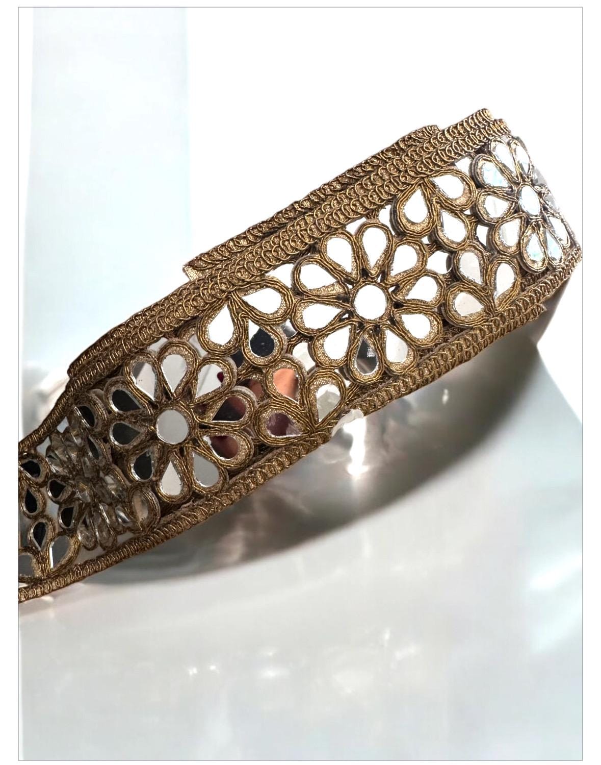 Indian Mirror Trim Waist Belt Antique Gold