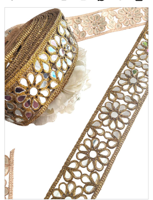 Indian Mirror Trim Waist Belt Antique Gold