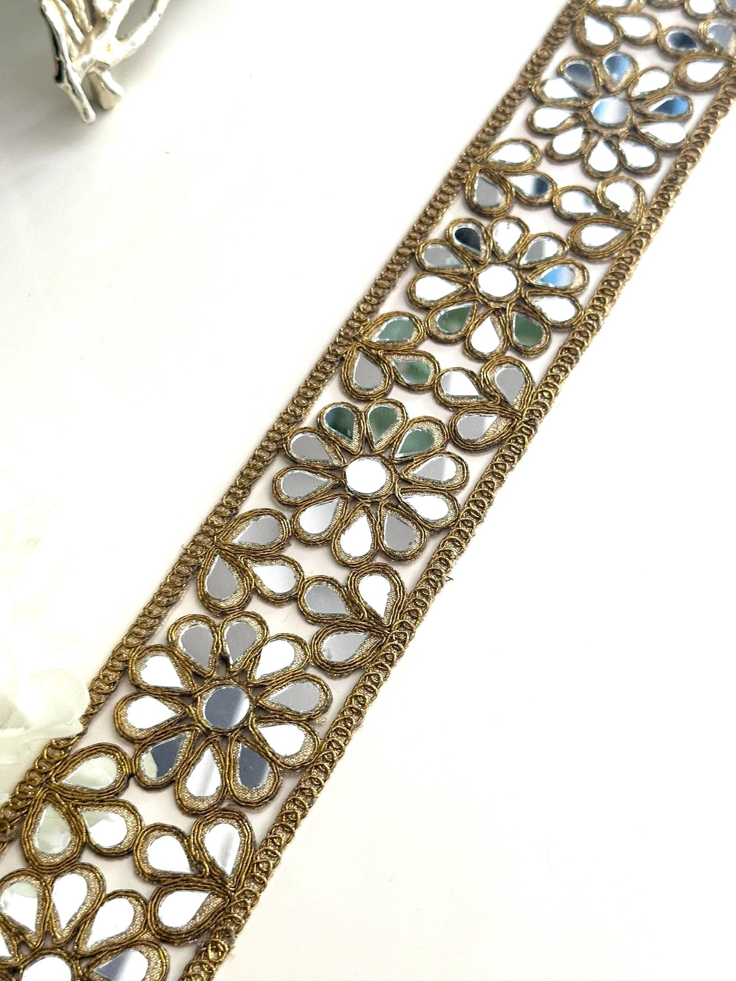 Indian Mirror Trim Waist Belt Antique Gold
