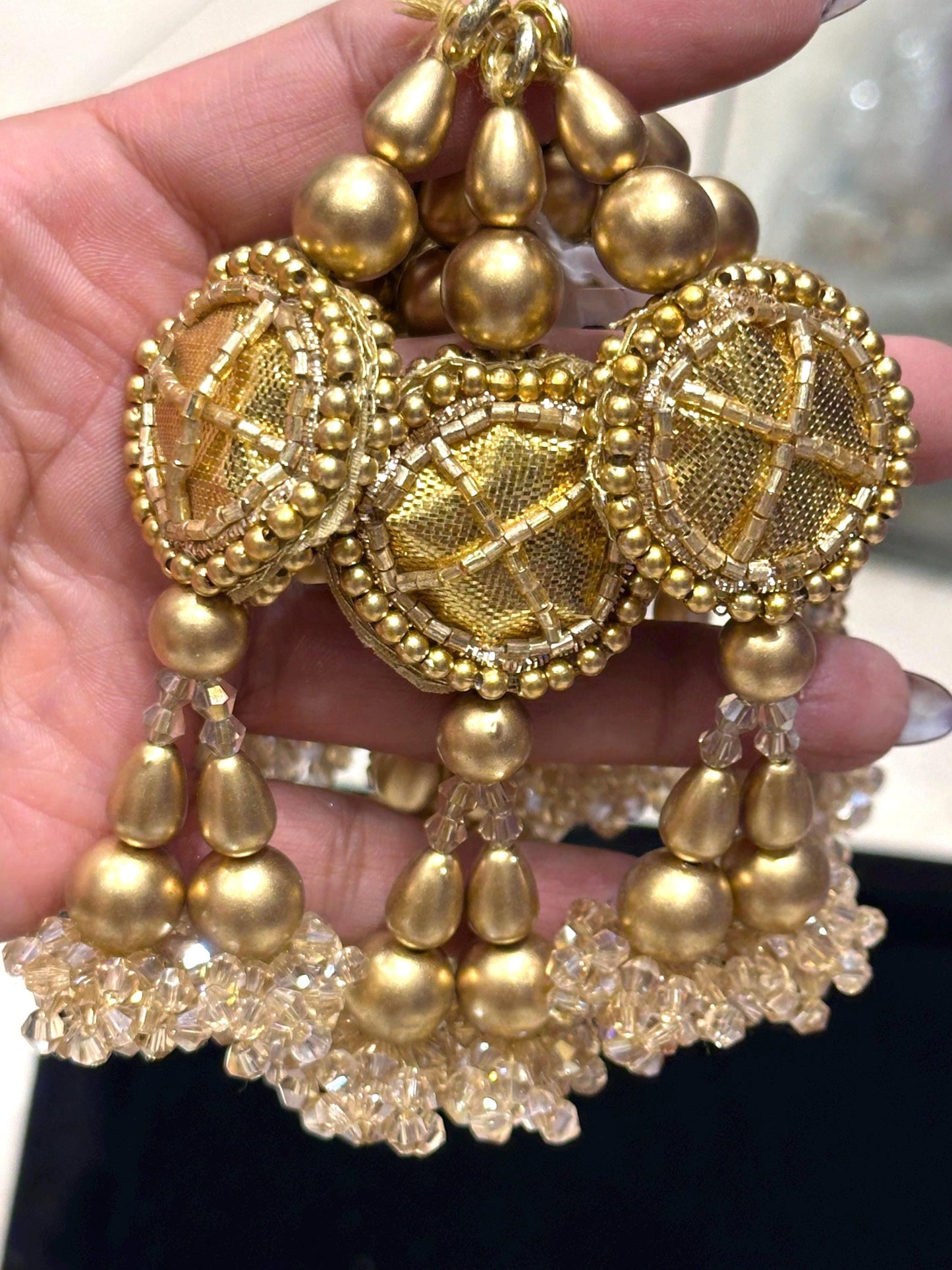 Embroidery Gota Tassel Hanging Crystal Bead for Bridal Lehenga Gown Book Mark Decor