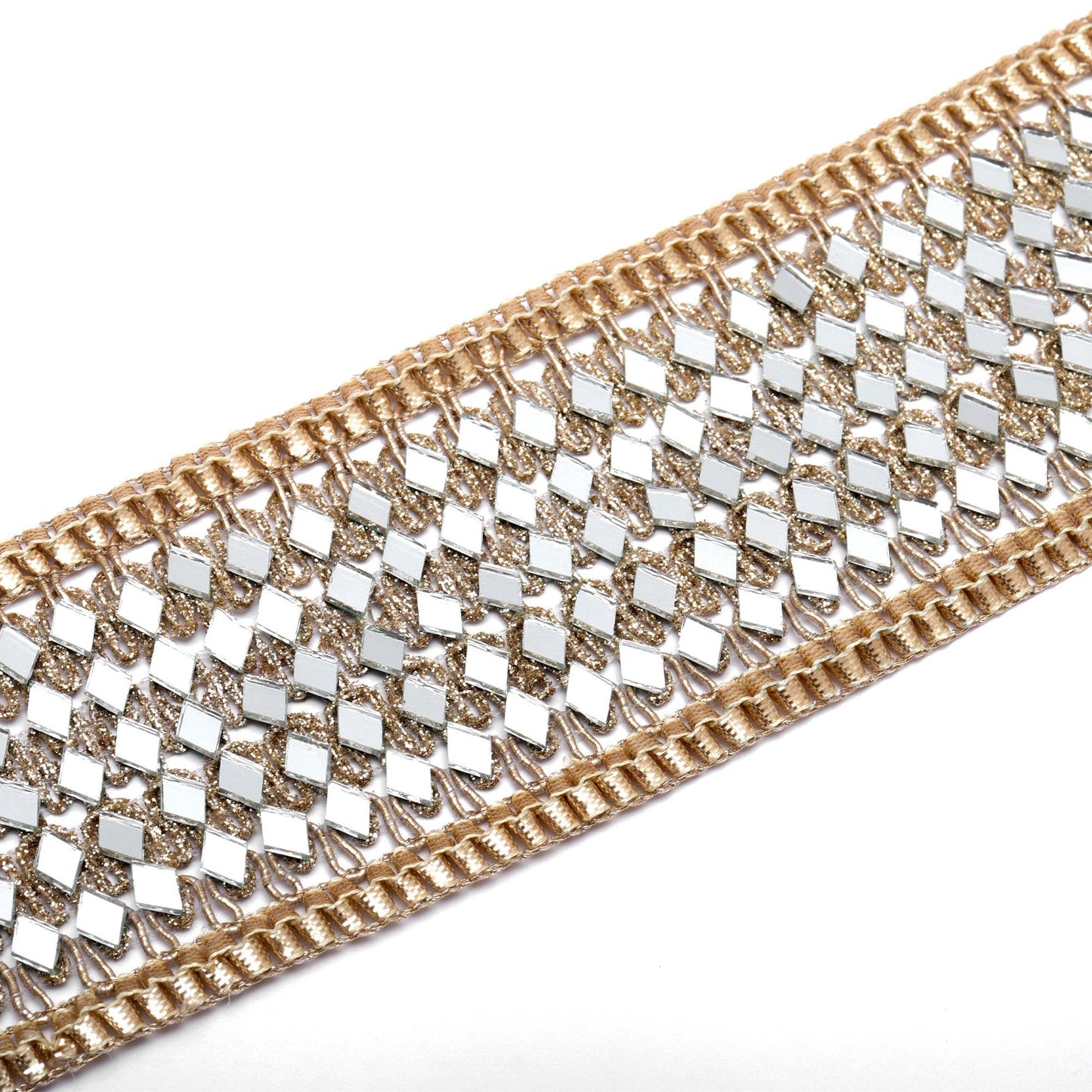 Mirror Belt High-Shine Fabric Choker Jewelry Geometric Handmade Party Accessory Minimalist Necklace