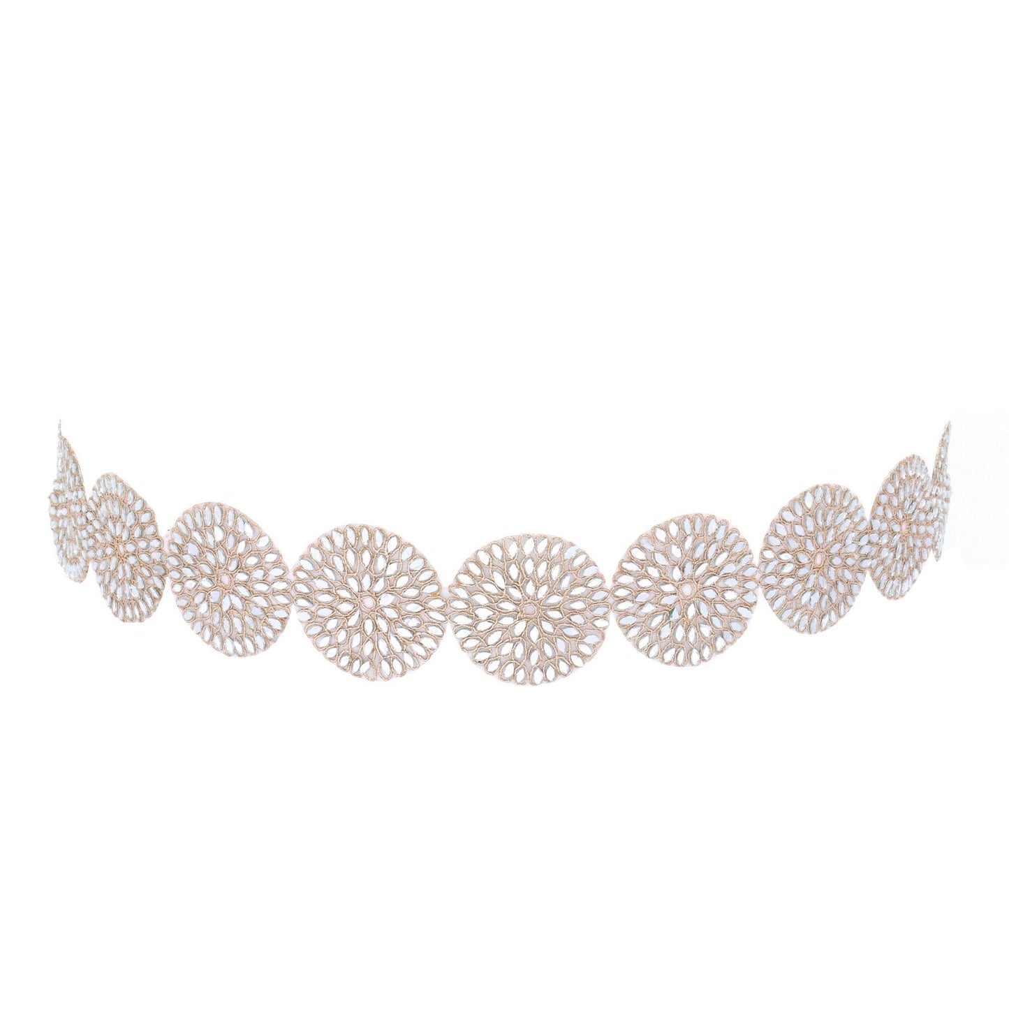 Bold Fashion Mirror Belt Fabric Choker Neck Collar Elegant Rhinestone Necklace