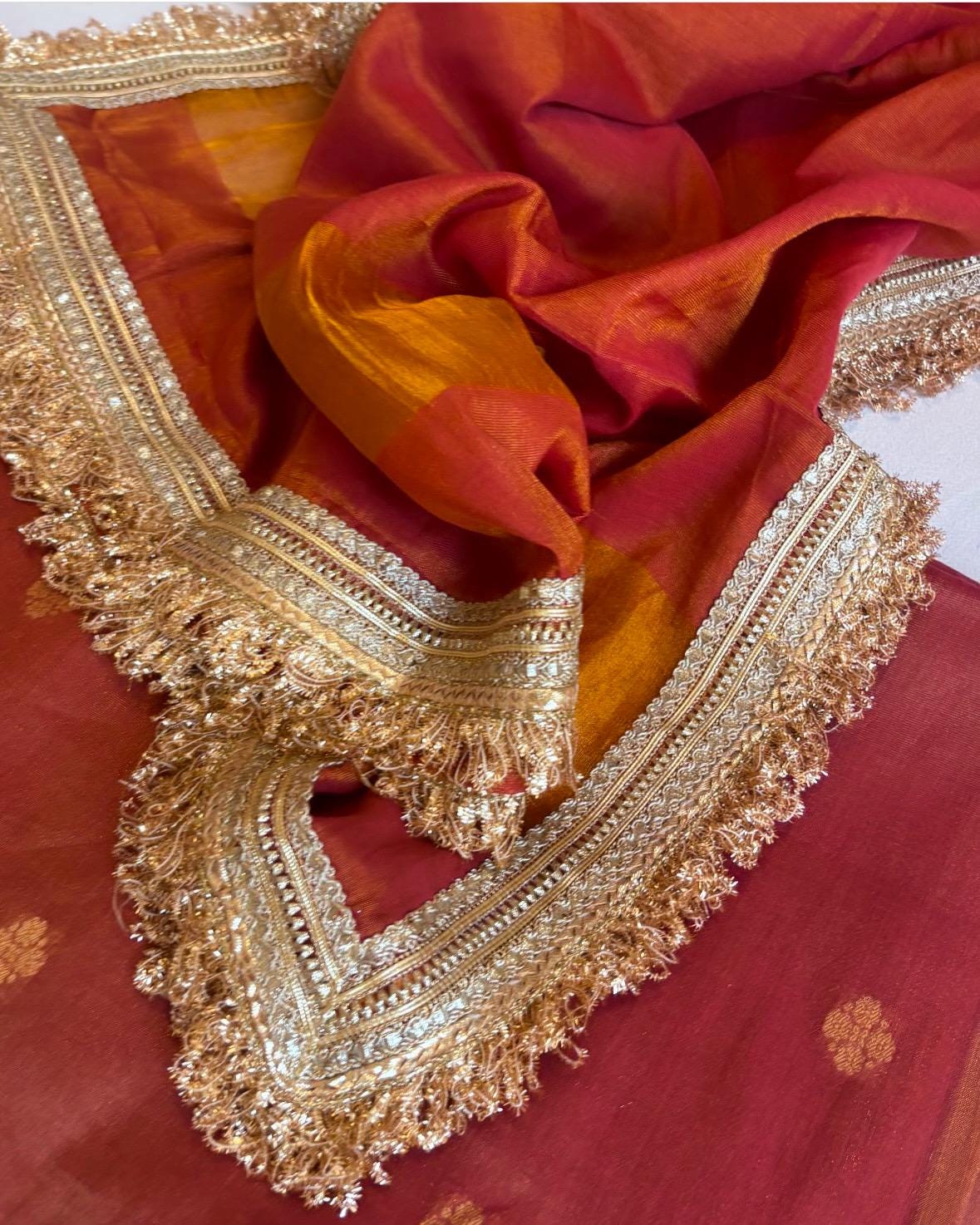 Gold Fringed Lace Trim Sequin Beaded Lace Crafting Ribbon Fringe Trim