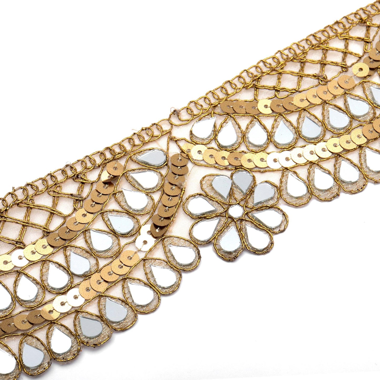 Flower Sequin Choker Mirror Necklace Waist Belt Trendy Festival Jewelry Unique Floral Accessory Handmade