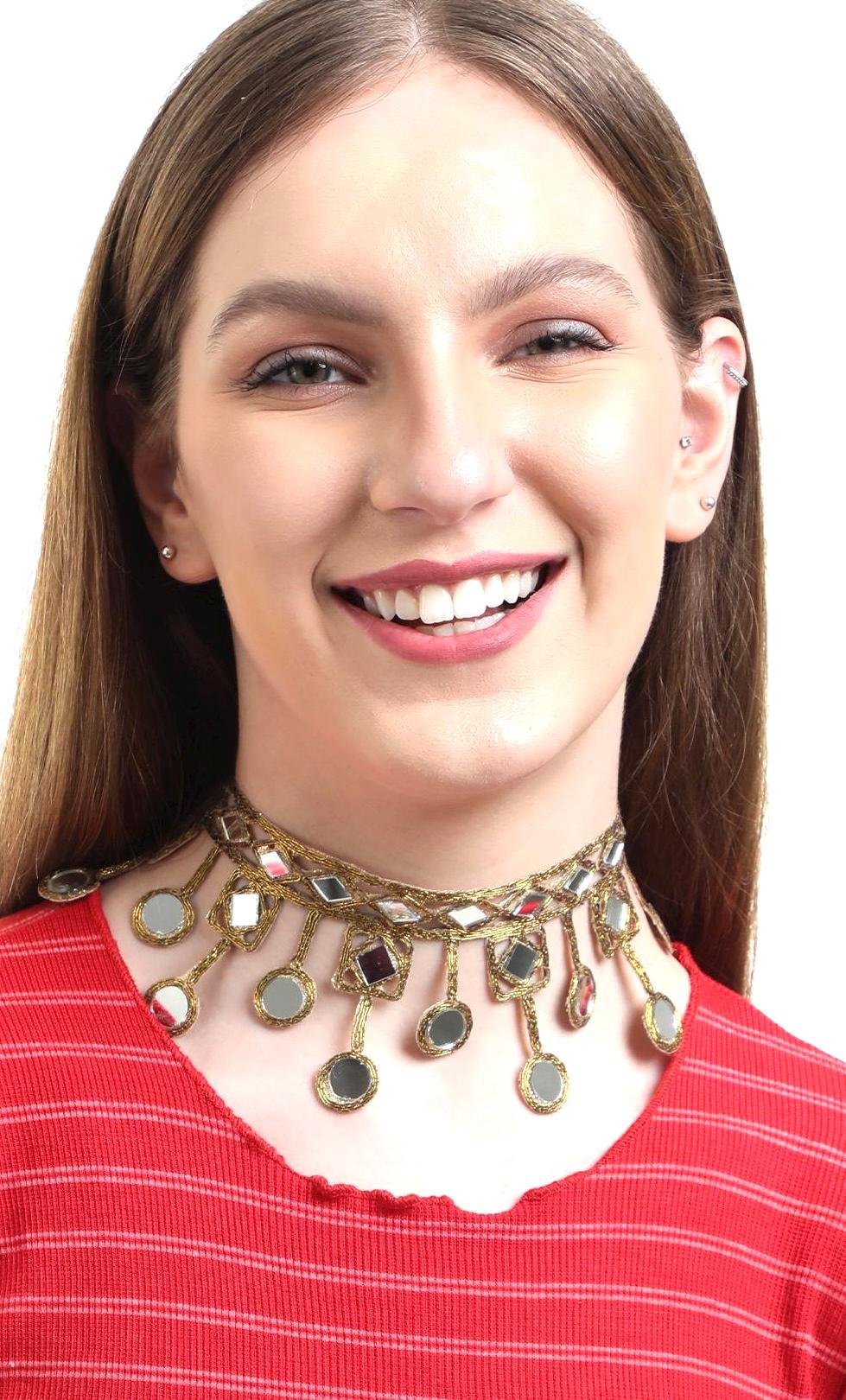 Glitter Choker Necklace Gothic Jewelry Fabric Statement Choker Handmade Party Statement Necklace Accessory