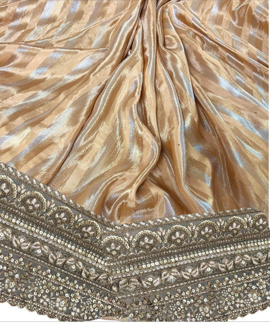 Embroidered Sequin Floral Lace Gold