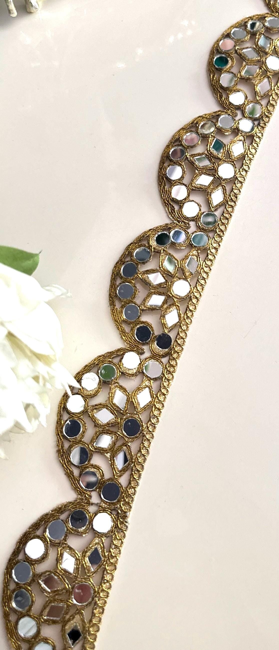 Indian Mirror Border Scalloped Antique Geometric 2.5cm Mirror Belt