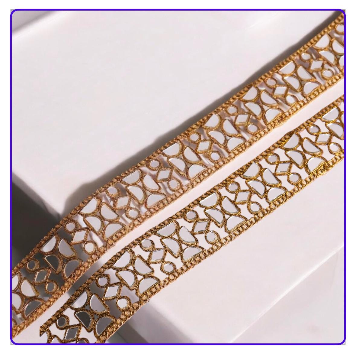 Gold Mirror Trim Indian Lace Jewelry Wedding Dress Choker DIY Embroidered Lace