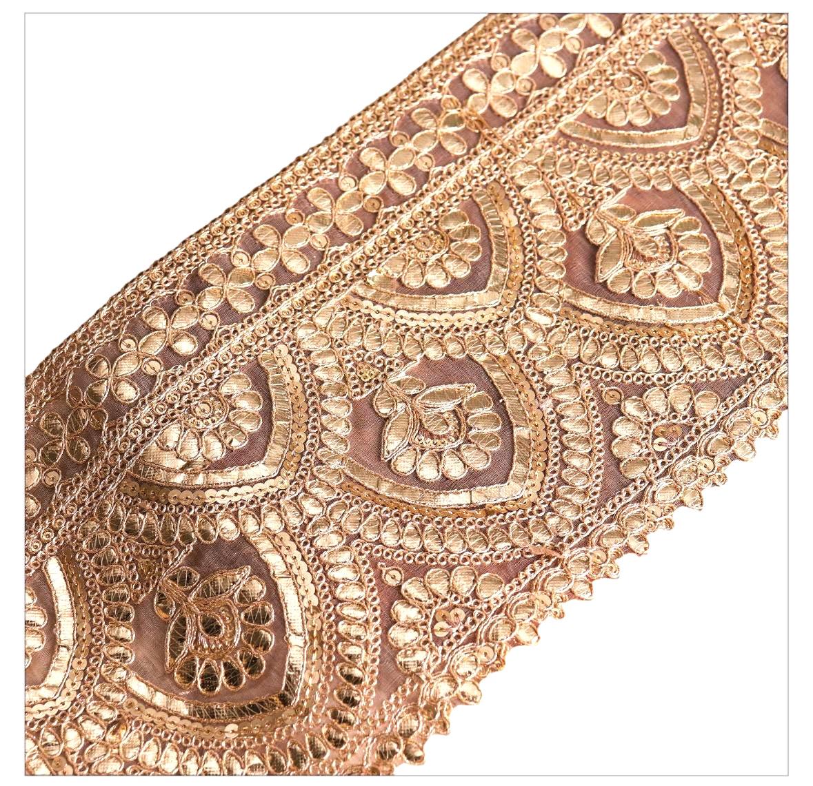 Gold Gota Patti Lace Border Broad Indian Saree Border Bridal Dress Lace