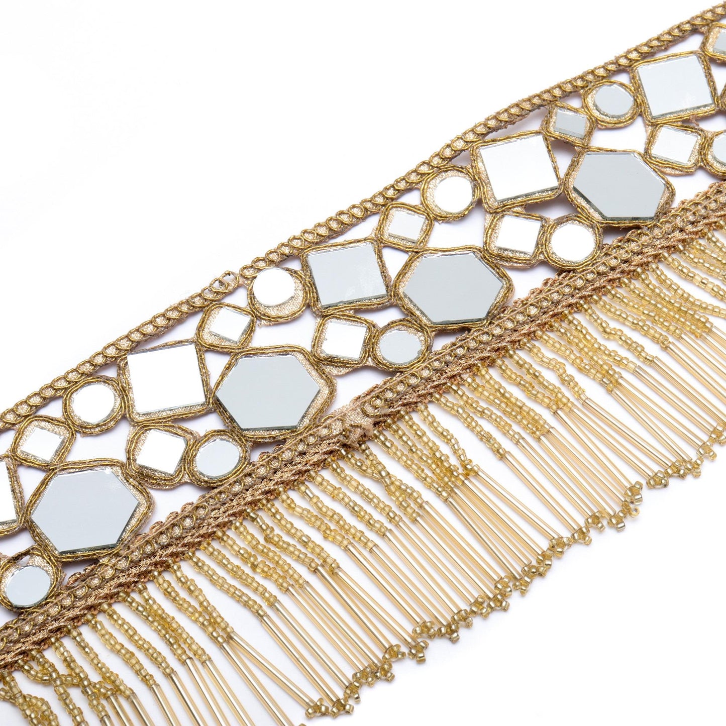 Gold Fringe Tassel Mirror Waist Belt Choker Set for Women Indian Wedding Jewelry
