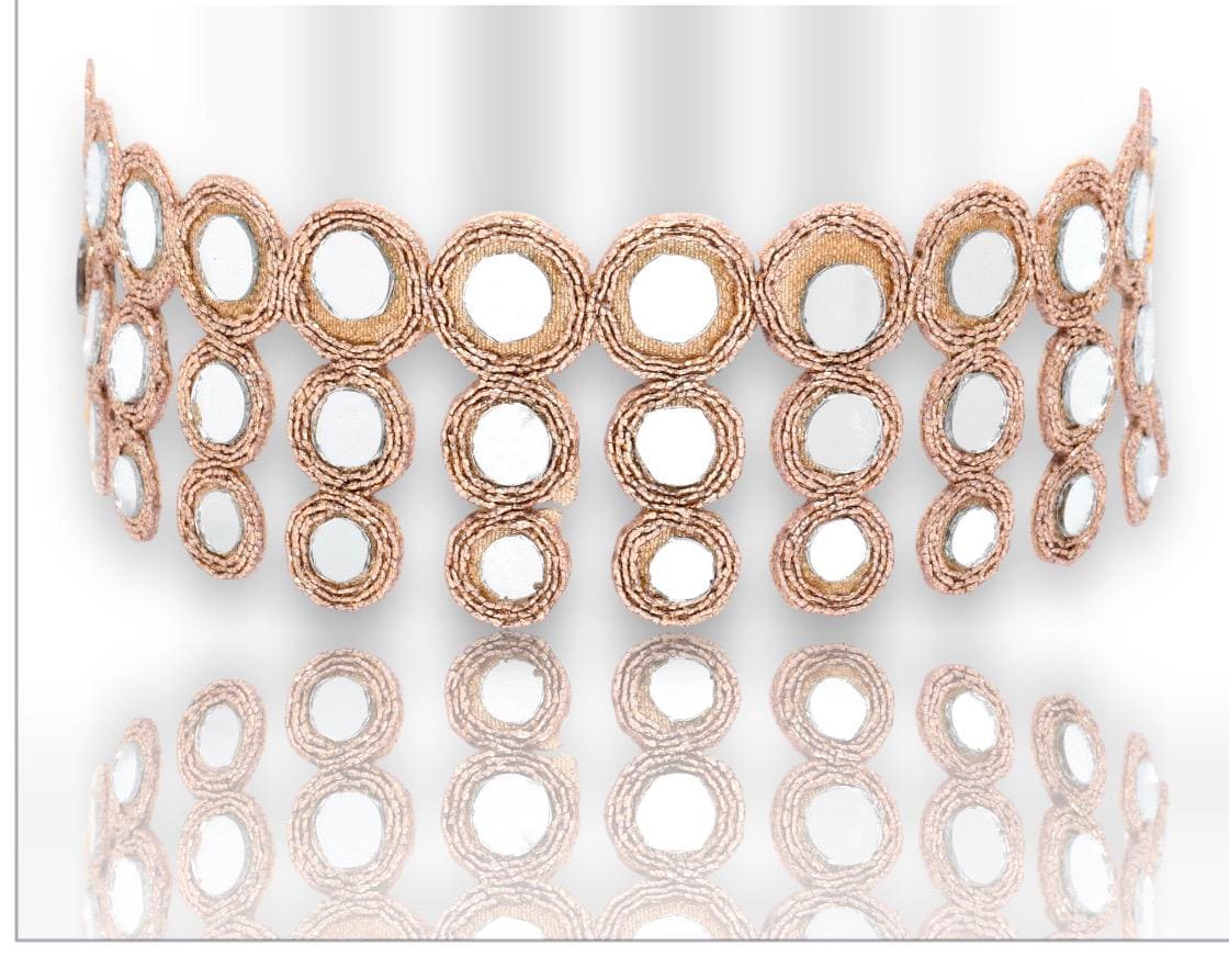 Handmade Mirror Belt Choker Set Crystal Metallic Thread Work Festival Belly Dance Costume Accessory Gift