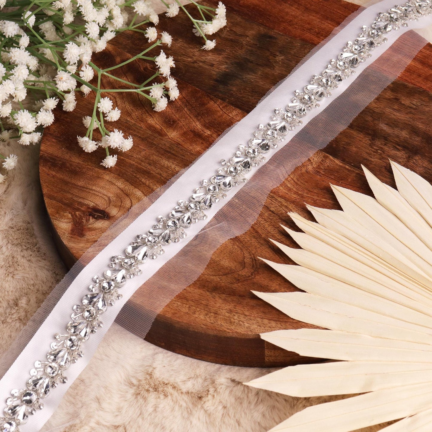 Premium Silver Rhinestone Crystal Trim Handmade Bridal Sewing Dressmaking Lace