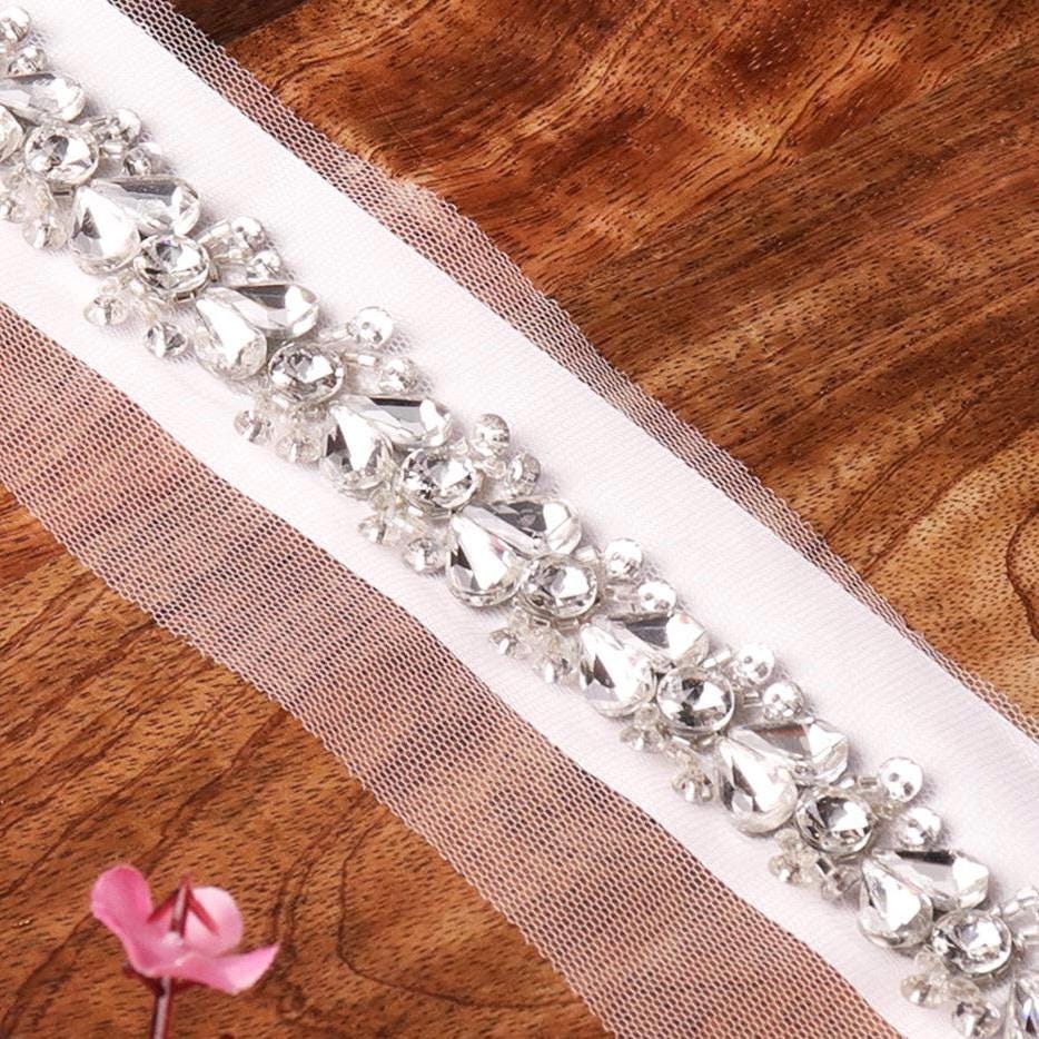 Premium Silver Rhinestone Crystal Trim Handmade Bridal Sewing Dressmaking Lace