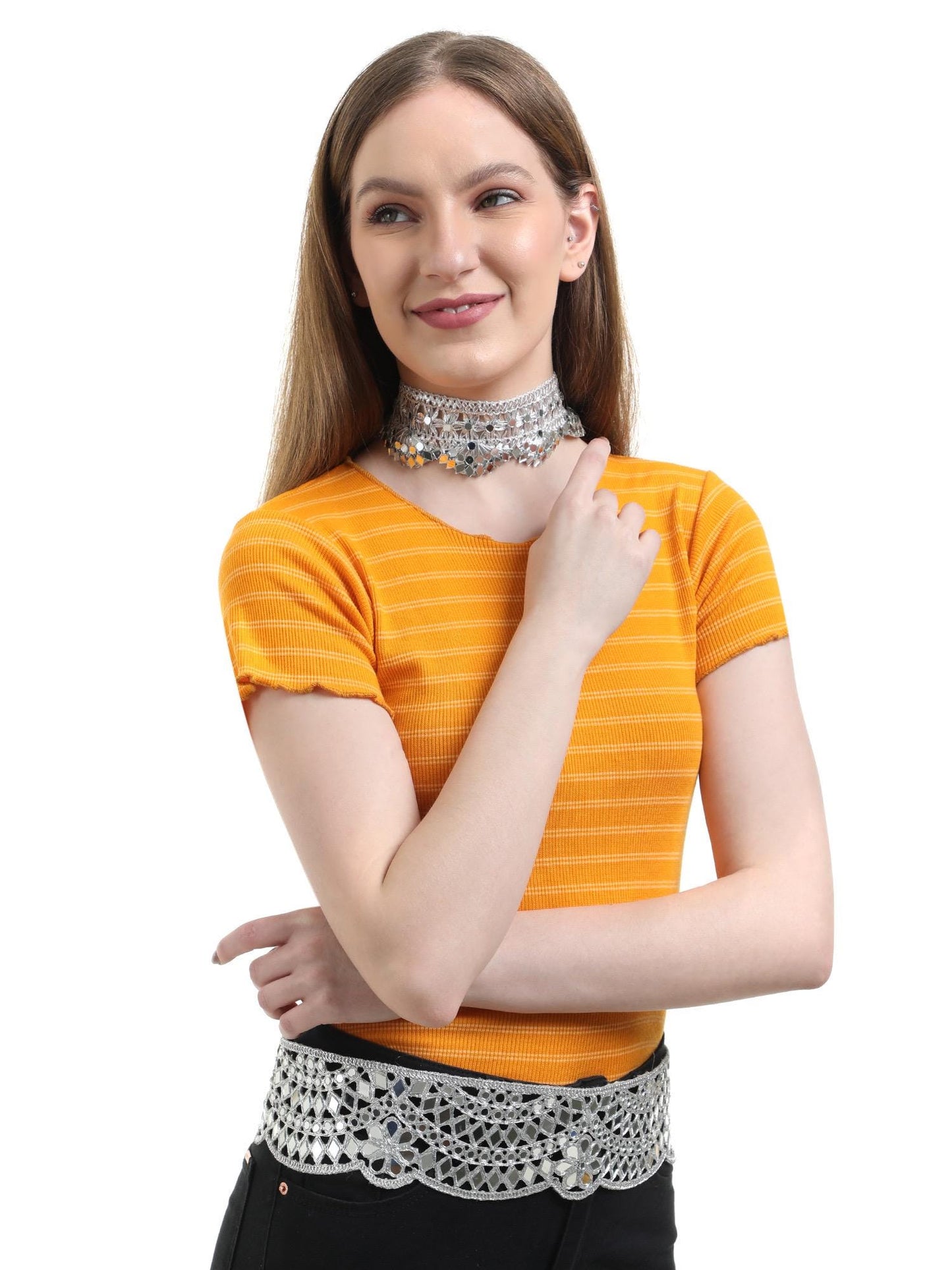 Silver Fabric Necklace Unique Choker Handmade Ethnic Charm Lace Necklace Vibrant Artisan Boho