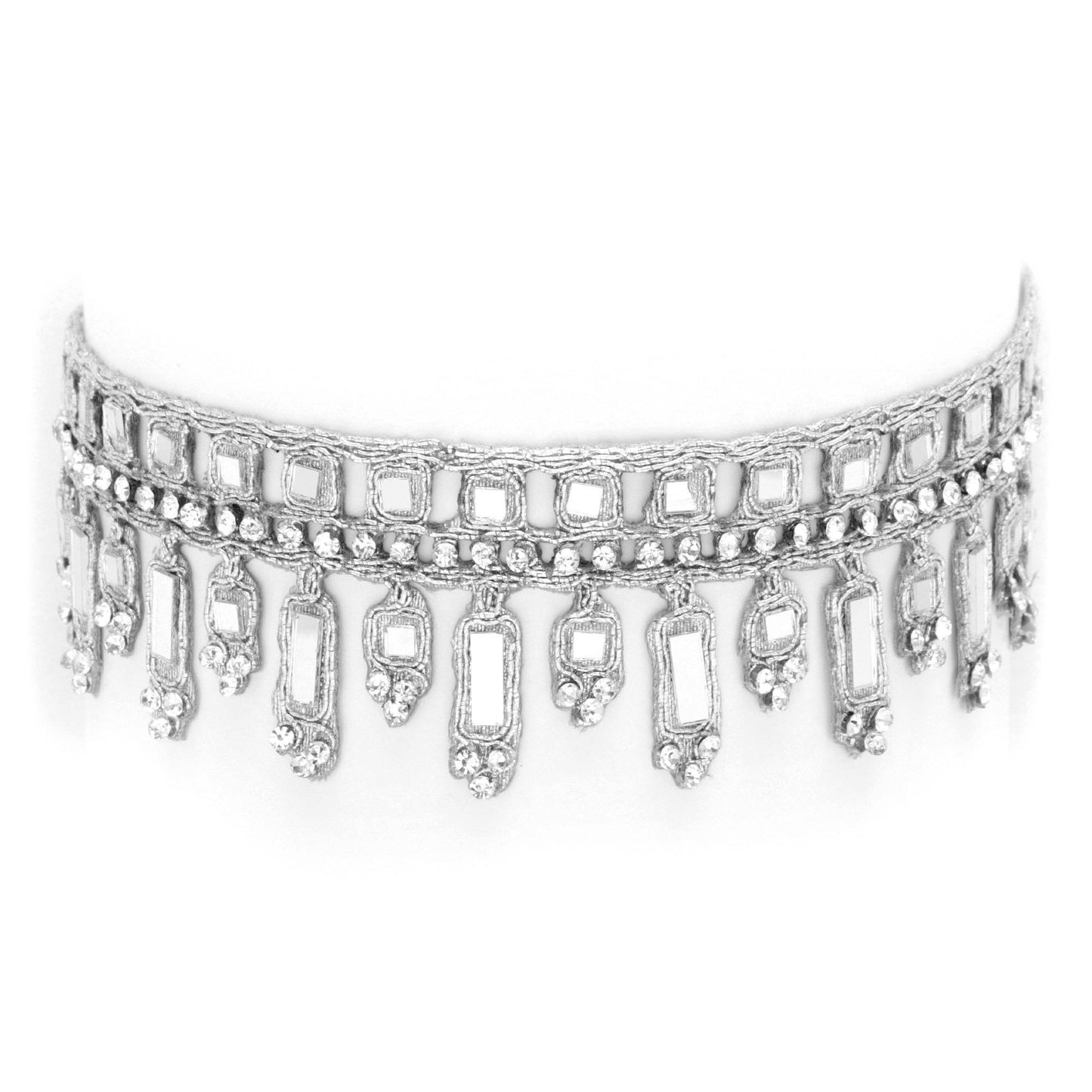 Glitter Choker Necklace Zircon Jewelry Fabric Statement Choker Handmade