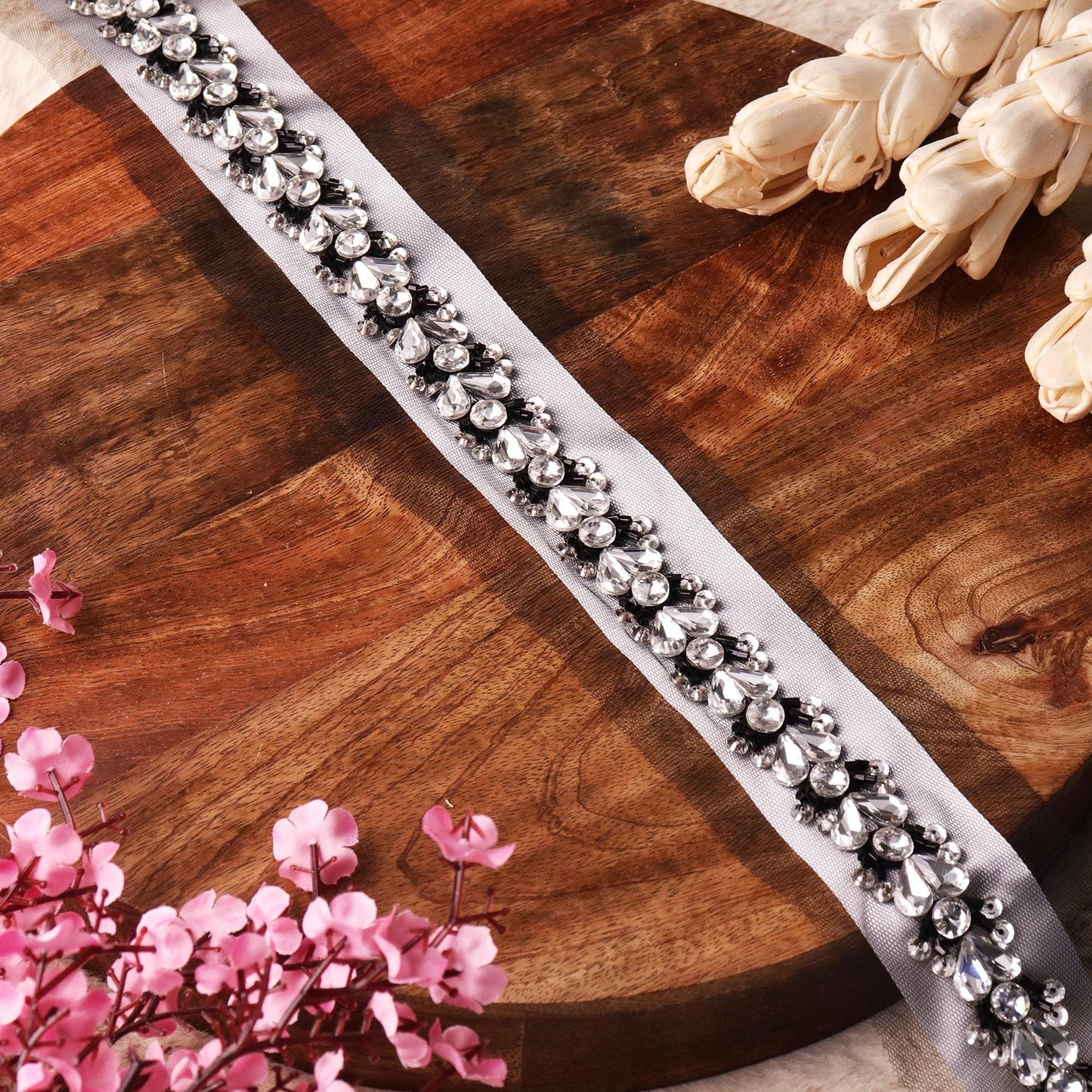 Sparkle and Shine: Handmade Luxury Rhinestone Crystal Lace for Bridal Veils and More