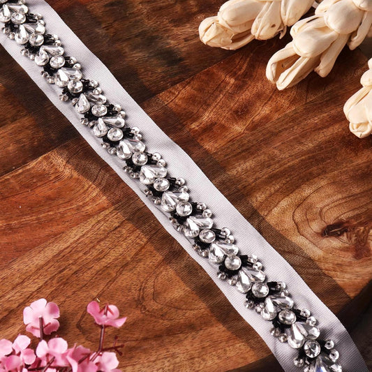 Bridal Veil Trim, Handmade Luxury Rhinestone Crystal Lace, Wedding Dress, Bridesmaid Accessory, Sparkling Lace, Home Decor, Gift Packing