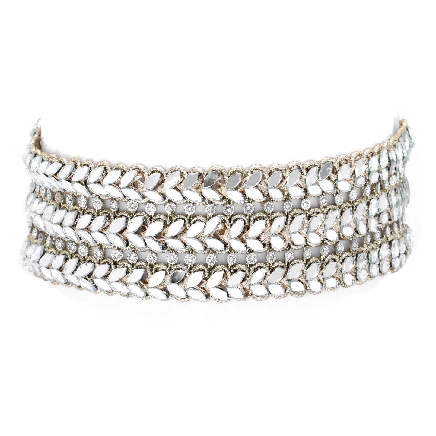 Vine Choker Necklace Zircon Jewelry Fabric Statement Waist Belt Shiny Handmade Accessory