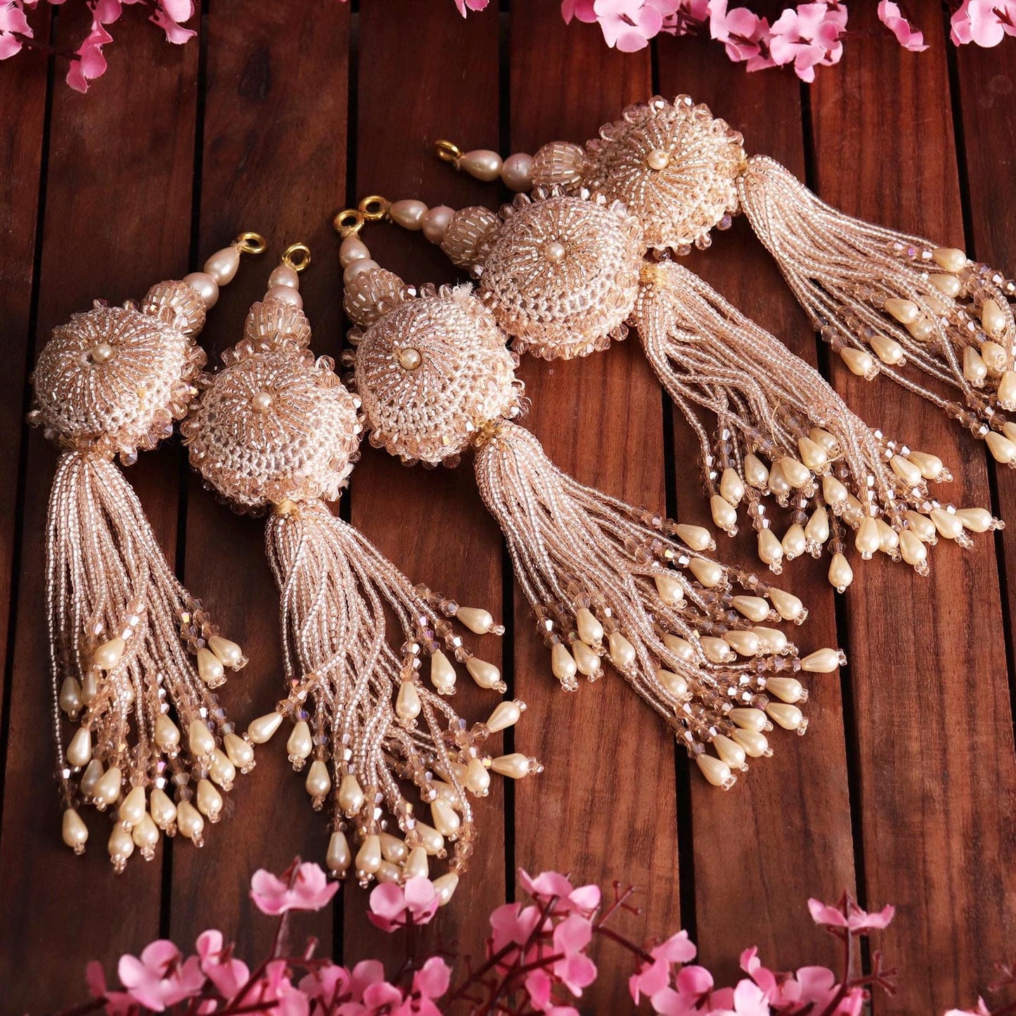 Beaded Decorative Crochet Tassel Pearl Glass Bead Curtain Hanging Indian Tassel
