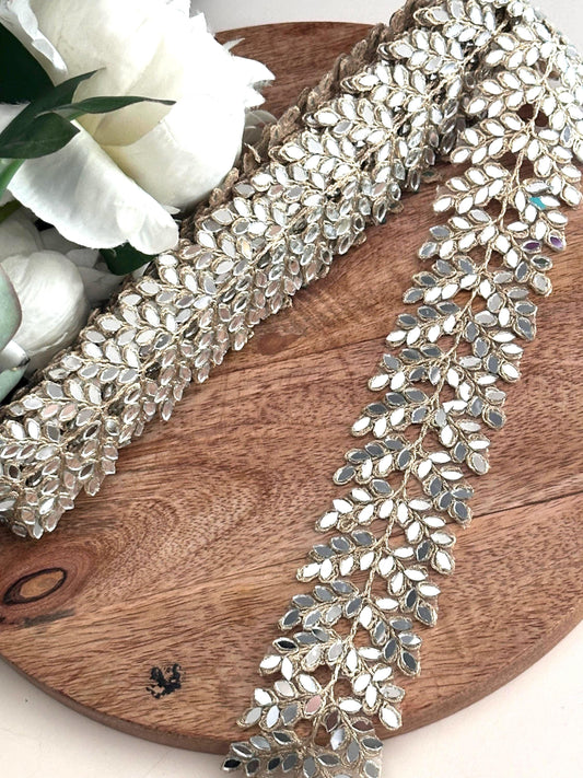 Zari & Mirror Cutwork Vine Border Gold