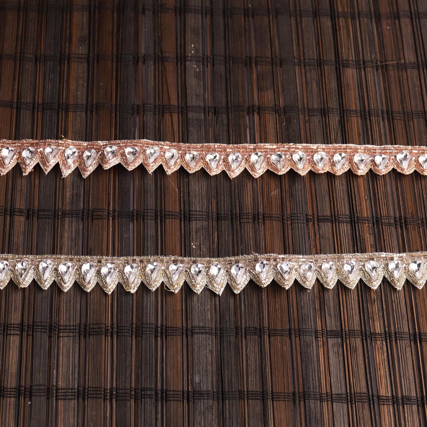 Elegant Rhinestone Crystal Beaded Edging Trim Decorative Bridal applique Lace