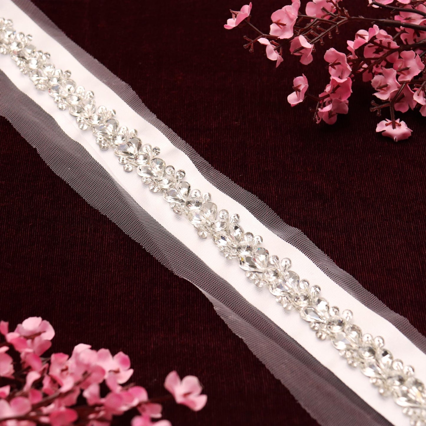 Premium Silver Rhinestone Crystal Trim Handmade Bridal Sewing Dressmaking Lace