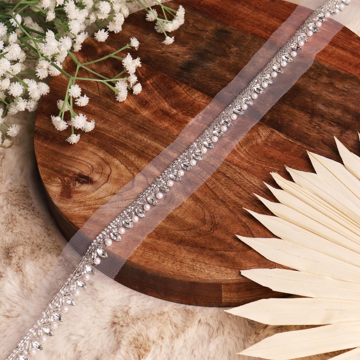 Thin Diamante Stone Trim Multicolor