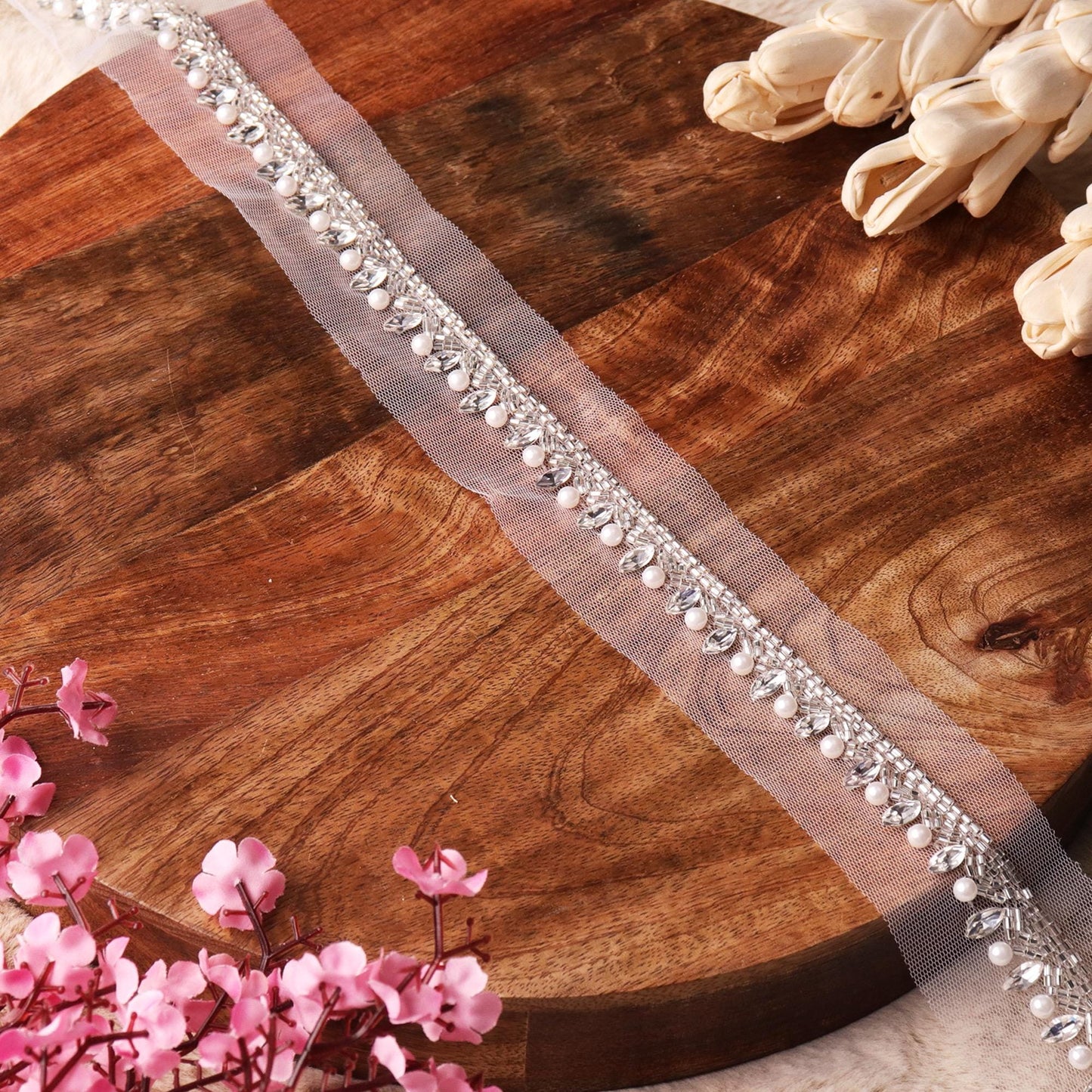Thin Diamante Stone Trim Multicolor