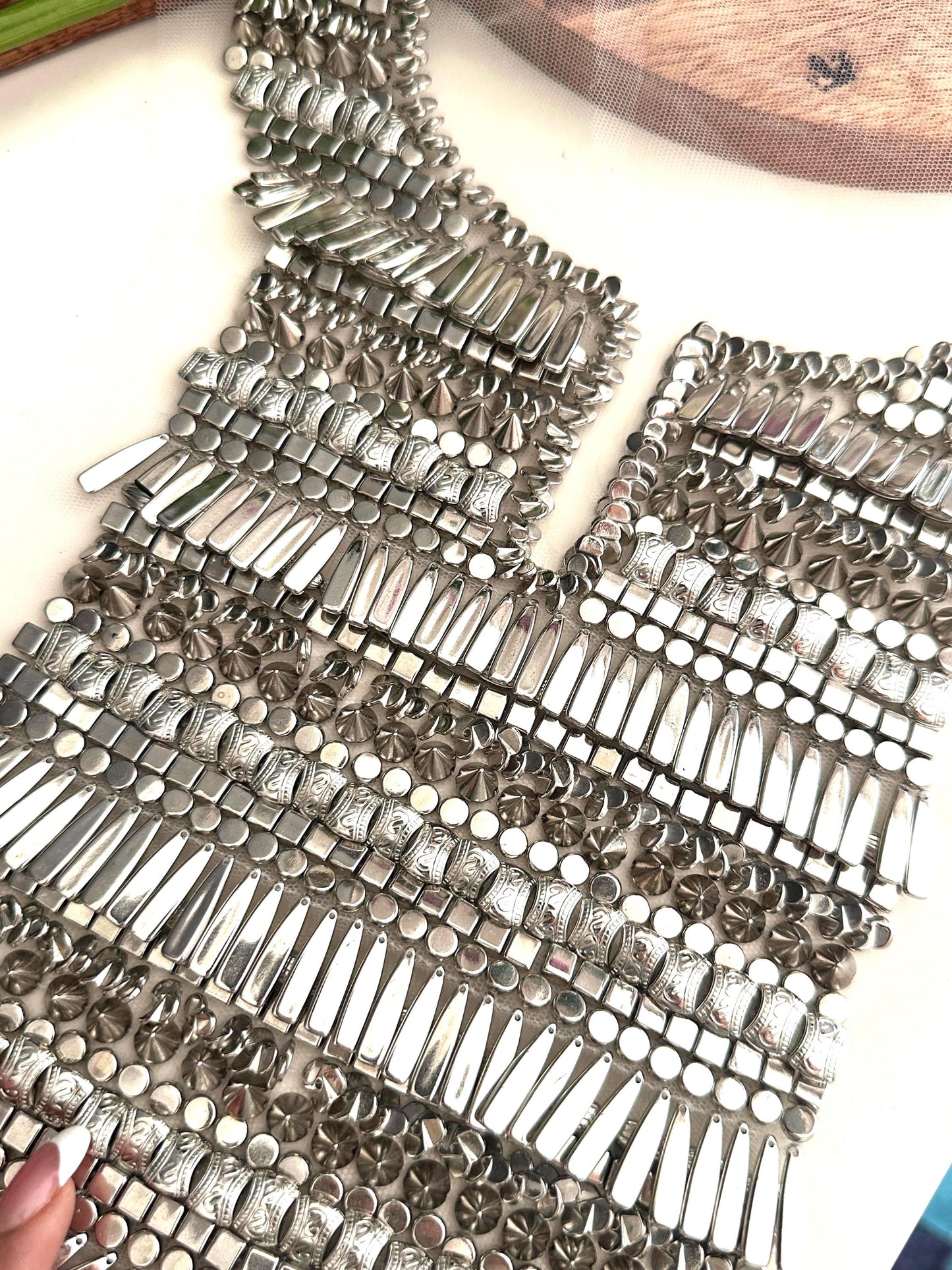 Unique floral pattern choker with soft, comfortable fabric.