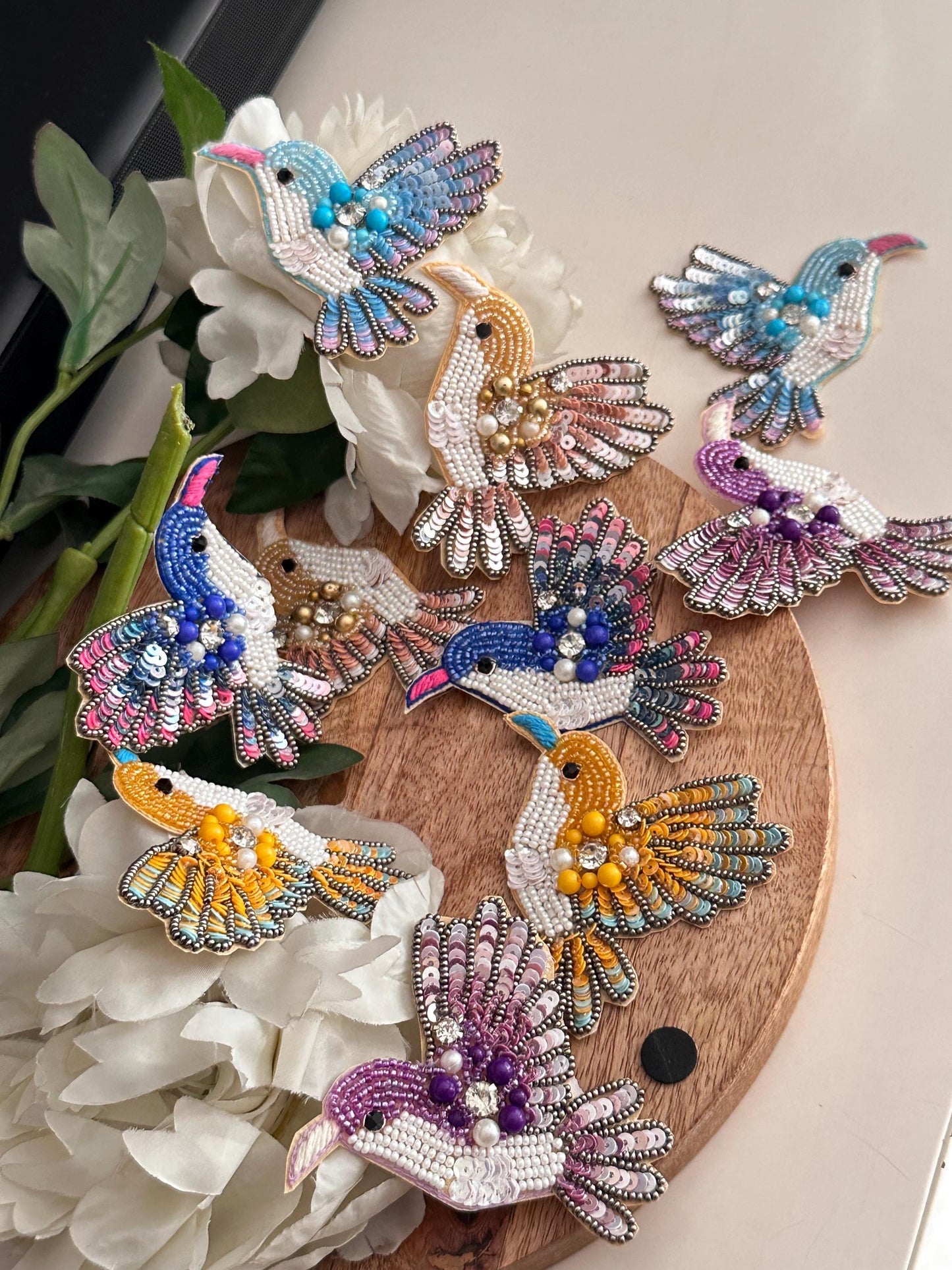Bird Hand Embroidery Rhinestone Patch Sequin Applique Beaded Bird Patch