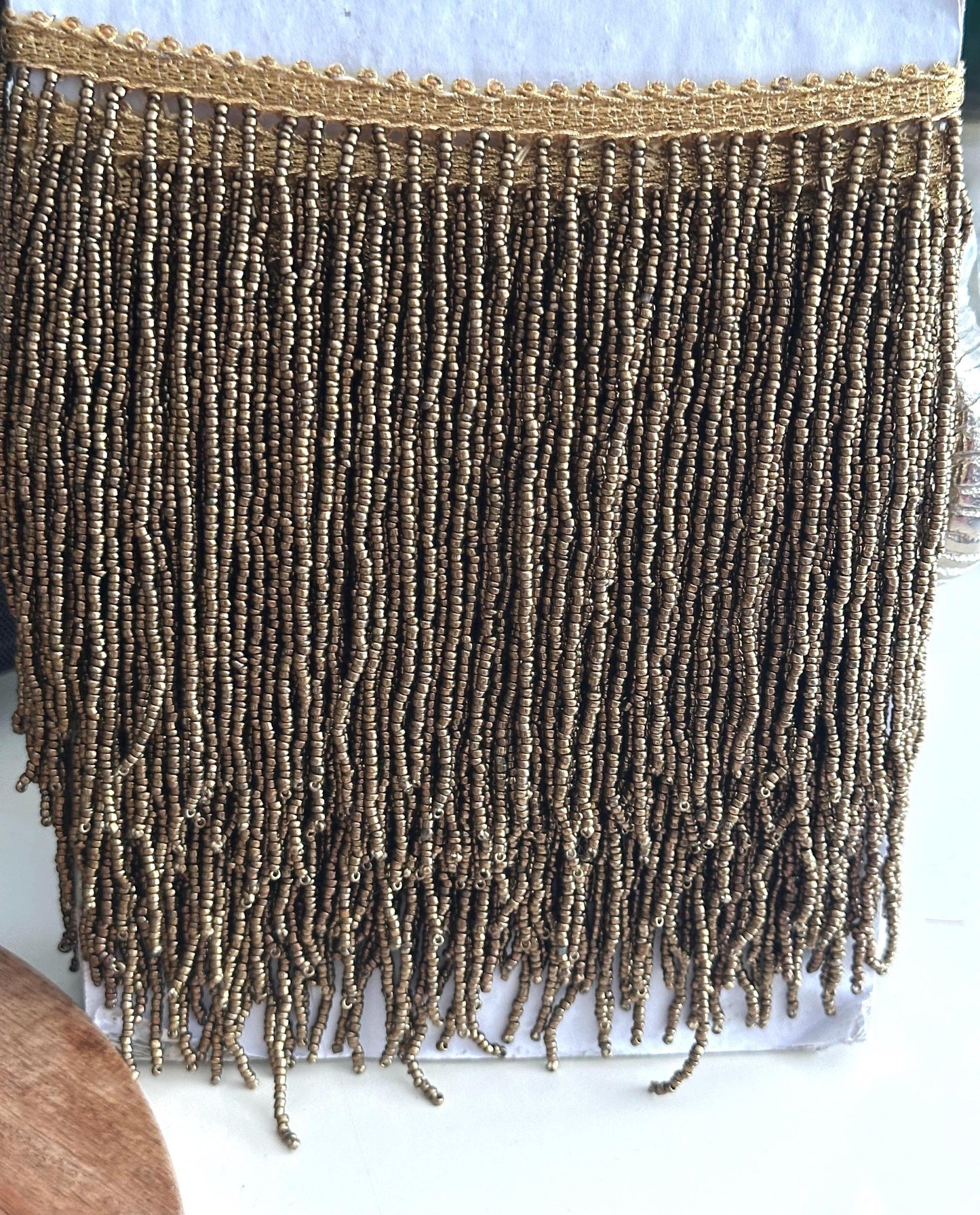 Beaded choker tassel trim antique bronze embellished fringe lace boho Handmade bead lace DIY