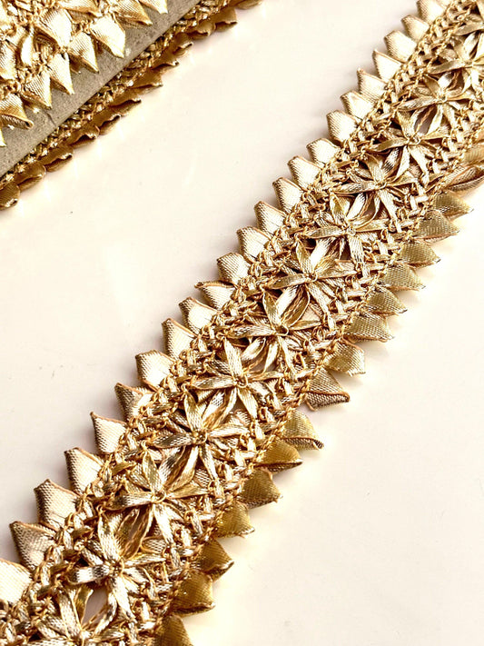 Gota Patti Embroidered Lace Border Gold