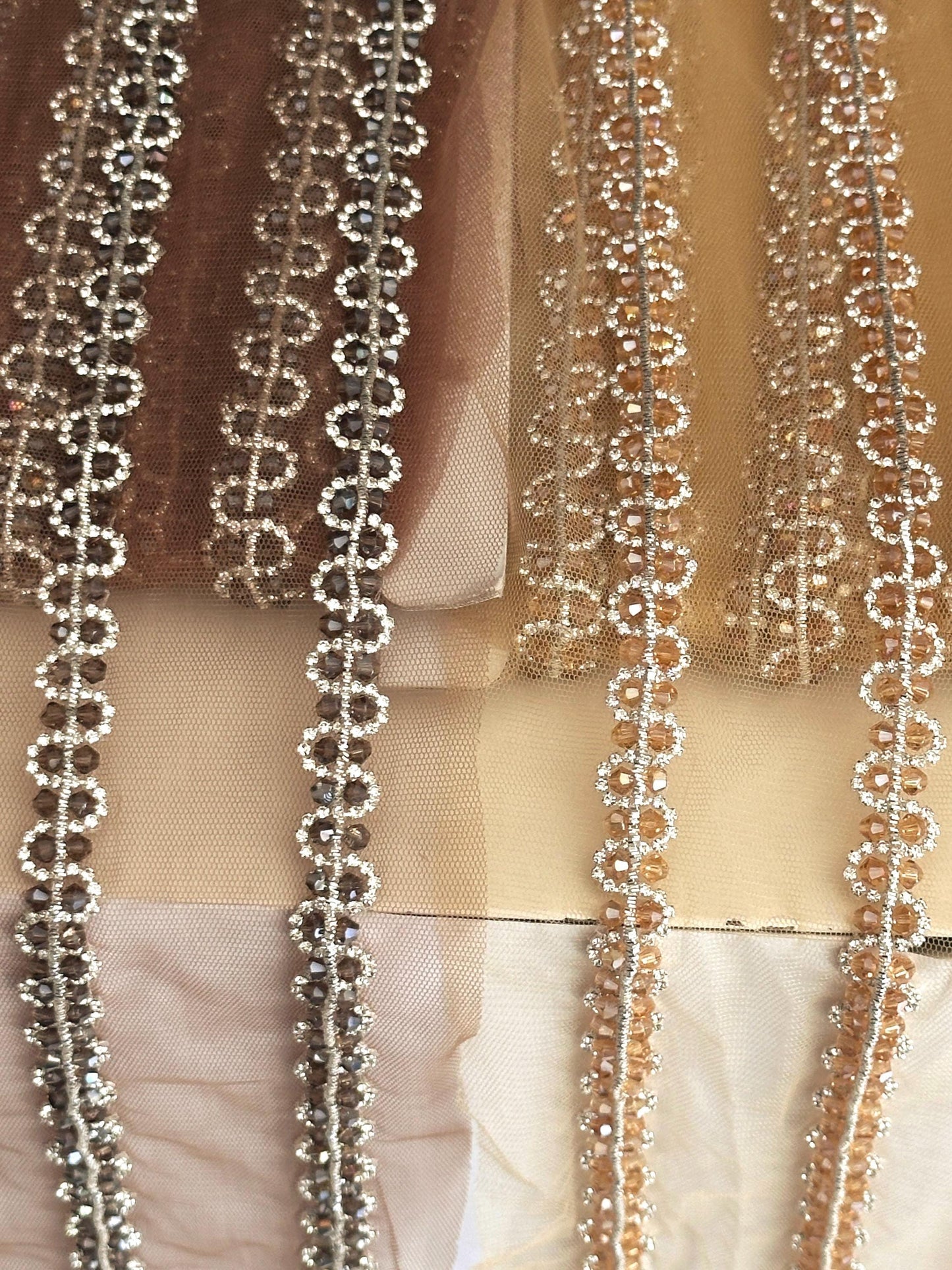 Thin Diamante Stone Trim Multicolor