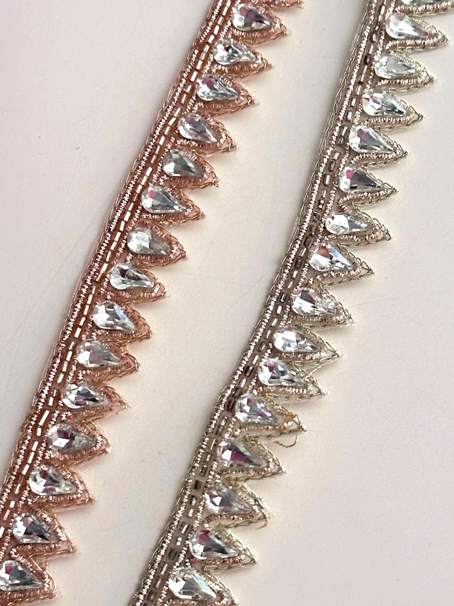 Wedding Costume Dress Veil Decor Rhinestone Embellished Tear Drop Trim for Bridal Accessory
