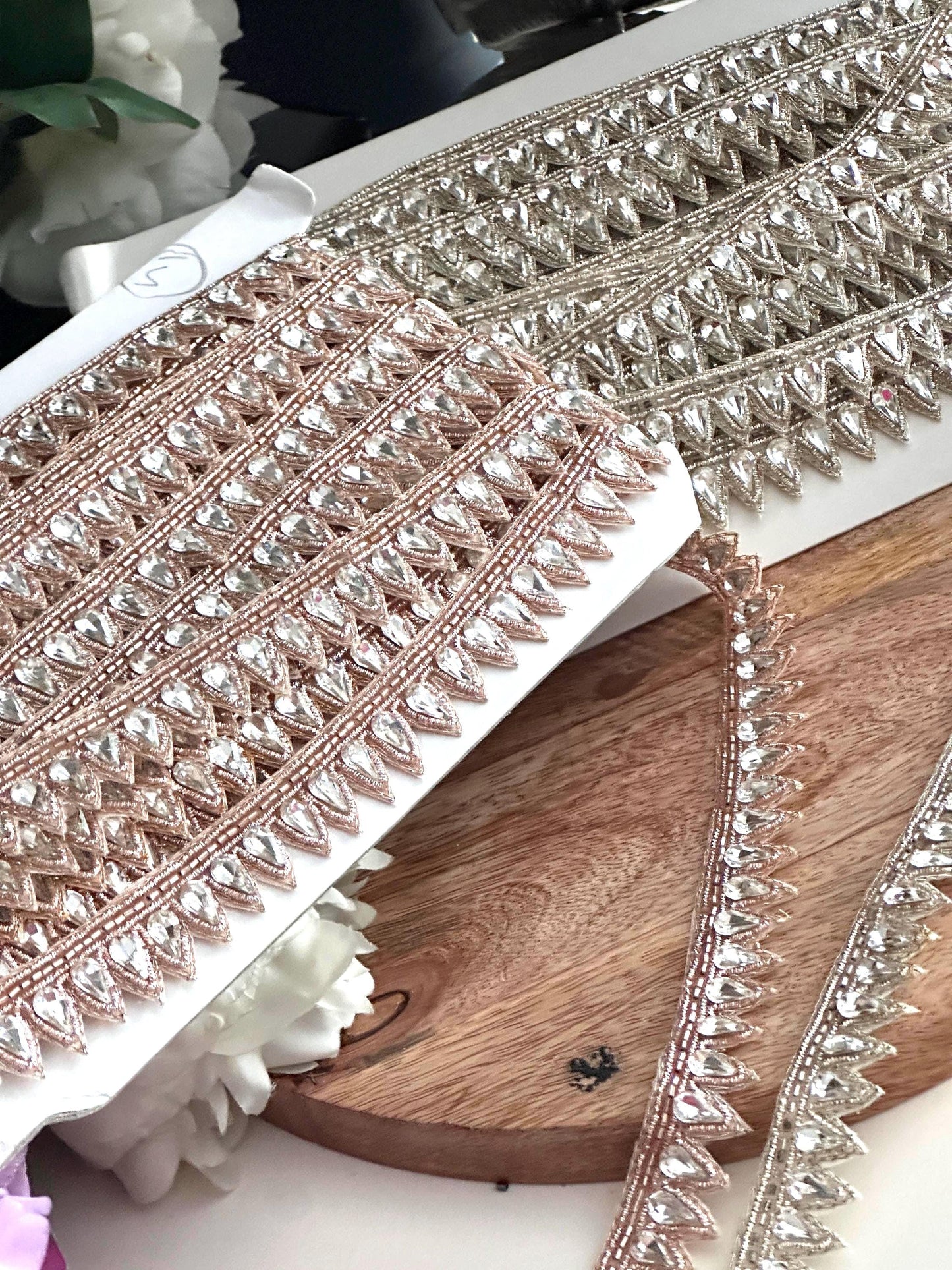 Wedding Costume Dress Veil Decor Rhinestone Embellished Tear Drop Trim for Bridal Accessory