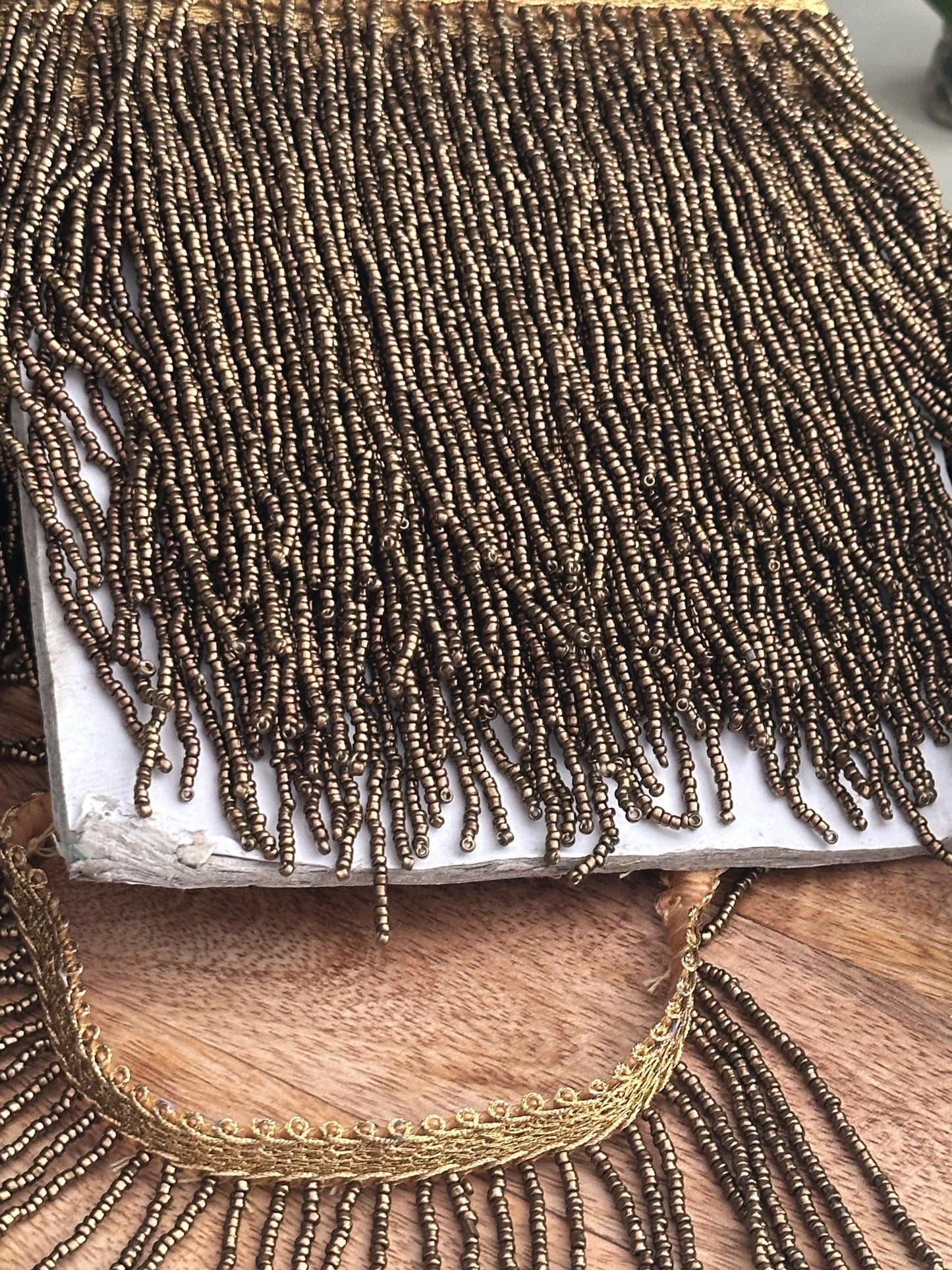 Beaded choker tassel trim antique bronze embellished fringe lace boho Handmade bead lace DIY