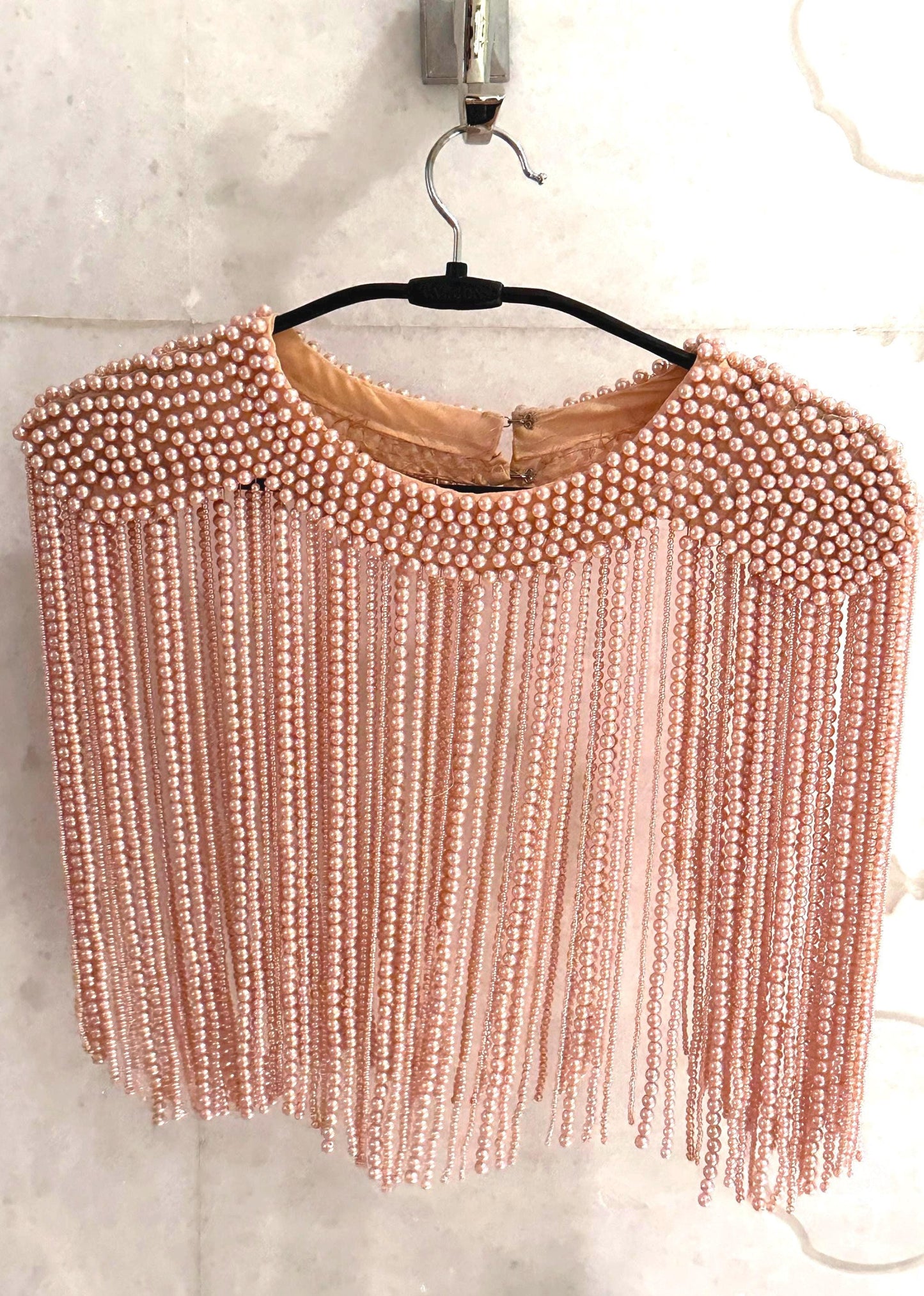 Handcrafted Pearl Bead Shoulder Jewelry Fringe Epulets Wedding Dress Coverup Shoulder Necklace
